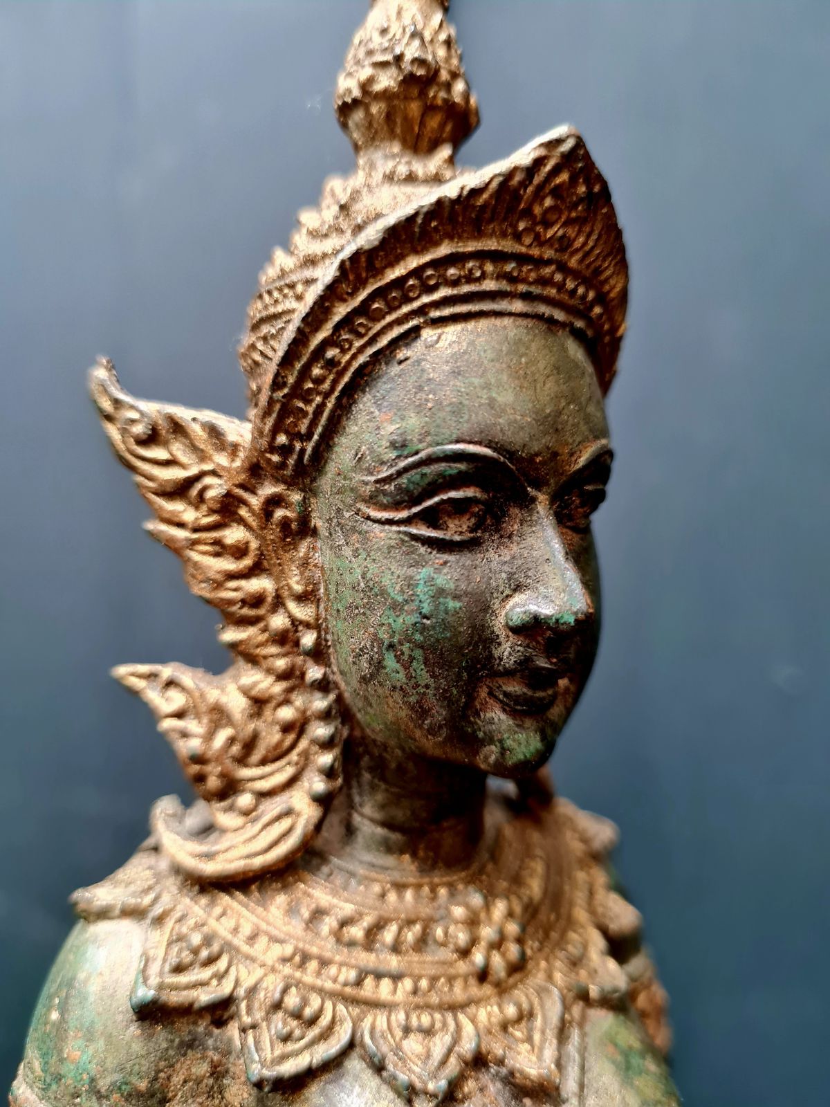 Pair Of Early 20th Century Solid Bronze Thai Temple Guardians   Thepphanom photo vintage