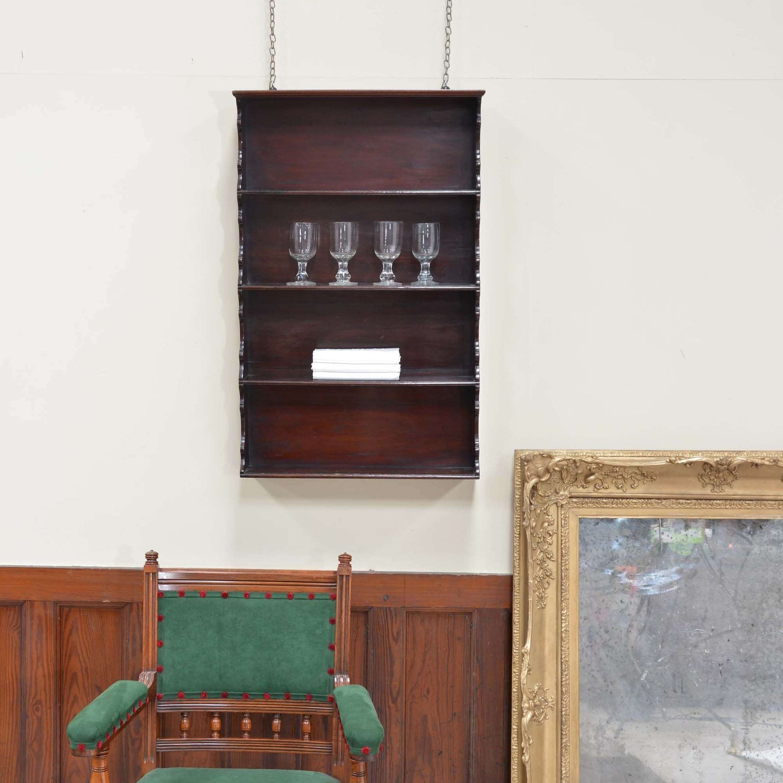 Georgian Mahogany Hanging Shelves photo vintage