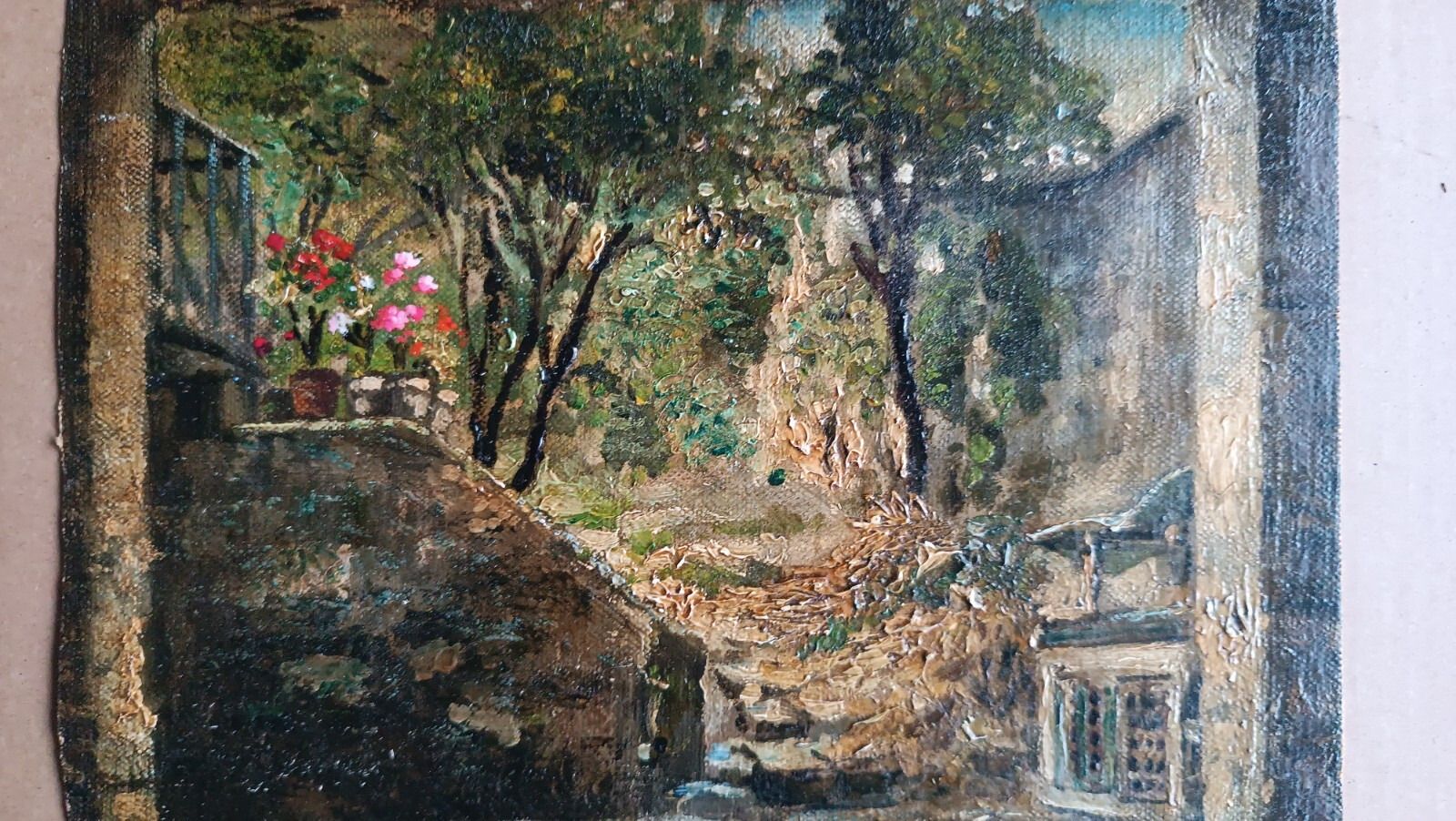 Ancient Painting Early 900s Italian School photo vintage