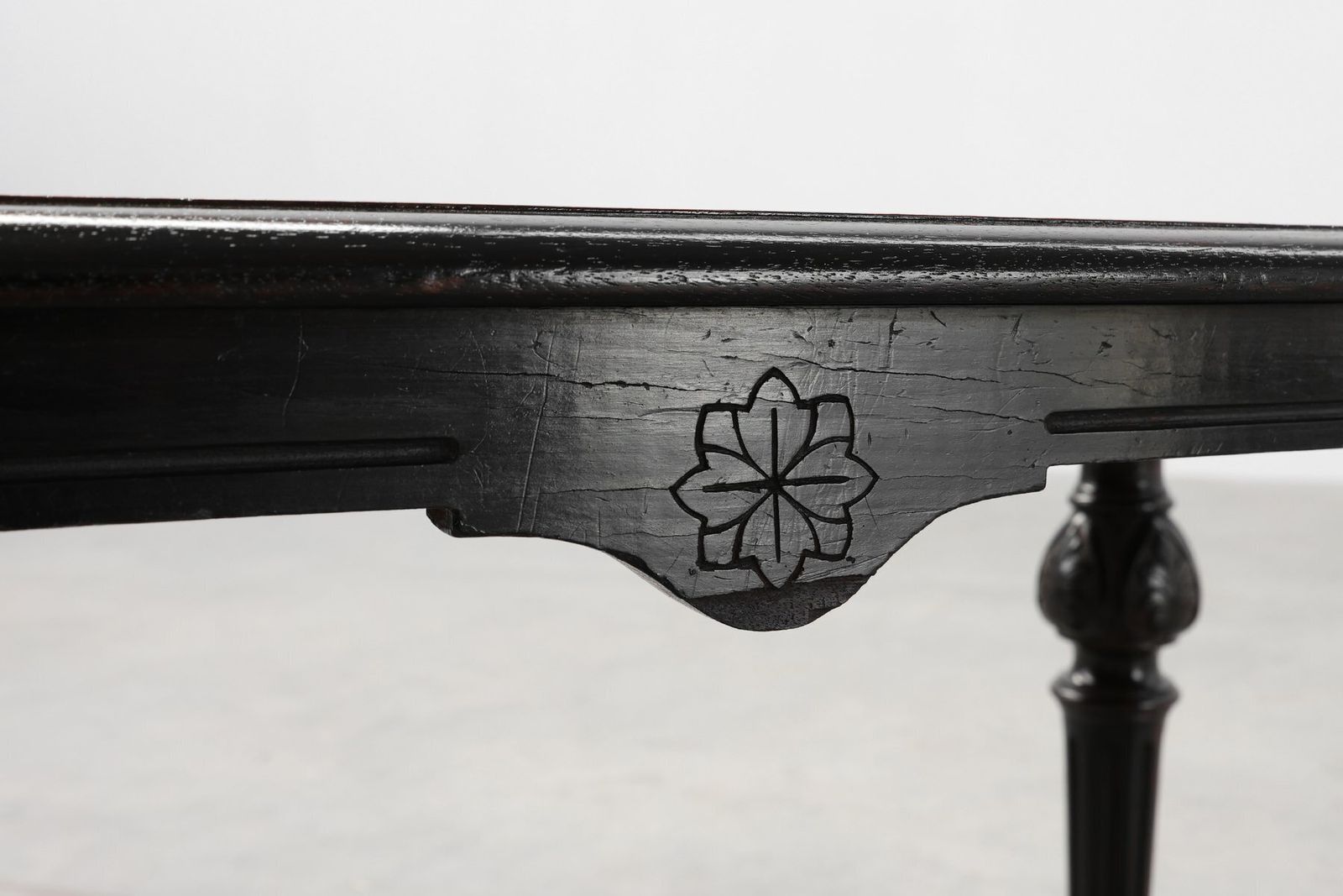 photo furniture English Side Table With Geometric Wood Inlay From John Taylor & Sons, 19th Century