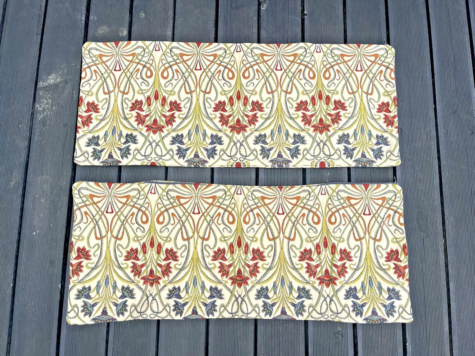 2 Tiffany Jewel Art Nouveau Style Artisan Bolster Cushion Covers Bed Bench Sofa photo furniture