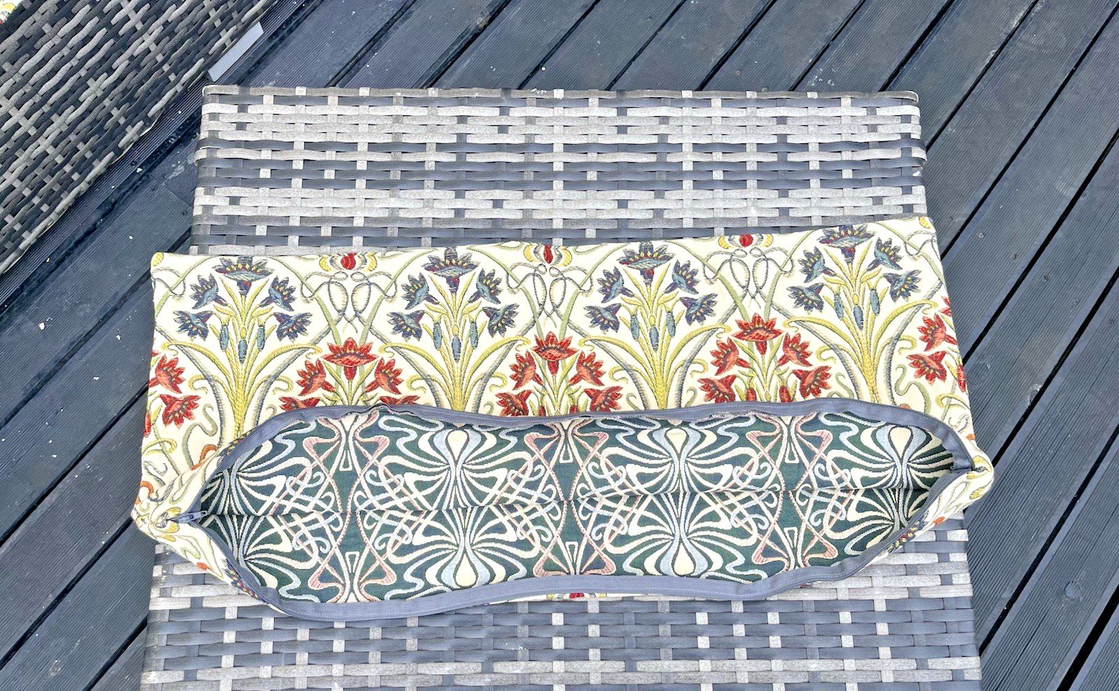 2 Tiffany Jewel Art Nouveau Style Artisan Bolster Cushion Covers Bed Bench Sofa photo 55.0