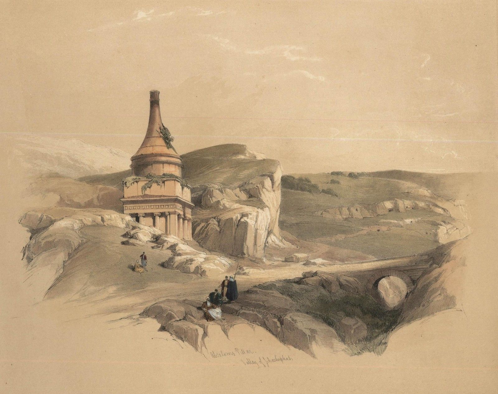 Louis Haghe After David Roberts 19th Century Lithograph, The Pillar Of Absalom photo furniture