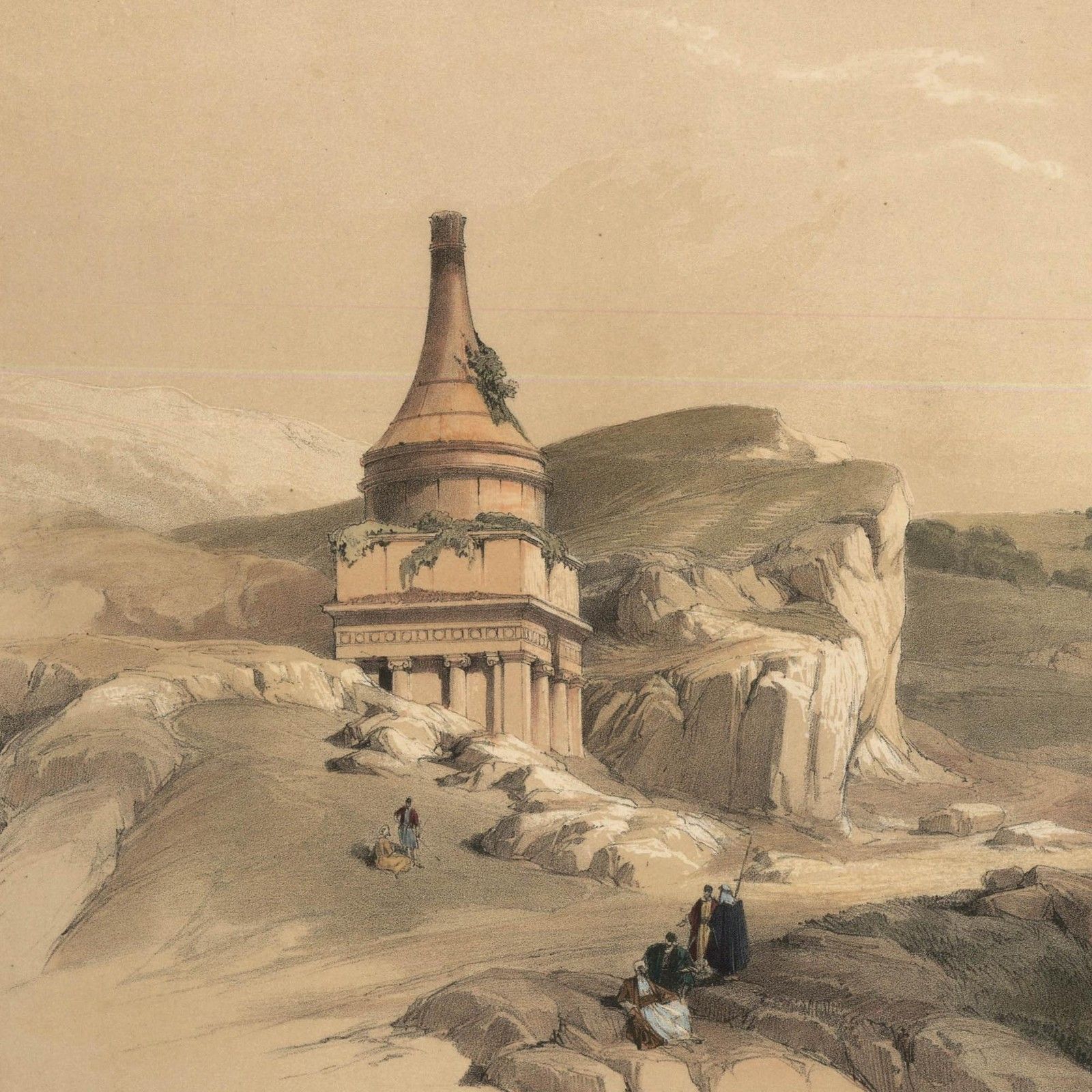 Louis Haghe After David Roberts 19th Century Lithograph, The Pillar Of Absalom photo Art
