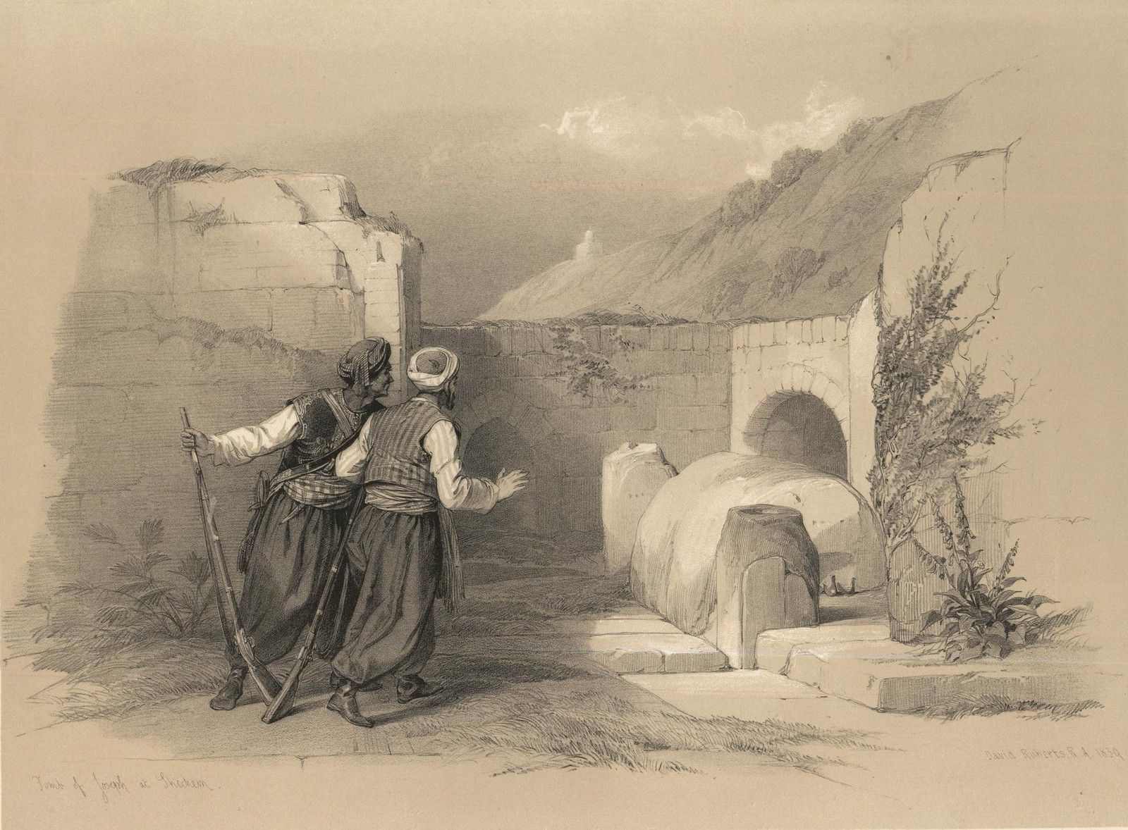 Louis Haghe After David Roberts 19th Century Lithograph, The Tomb Of Joseph photo furniture