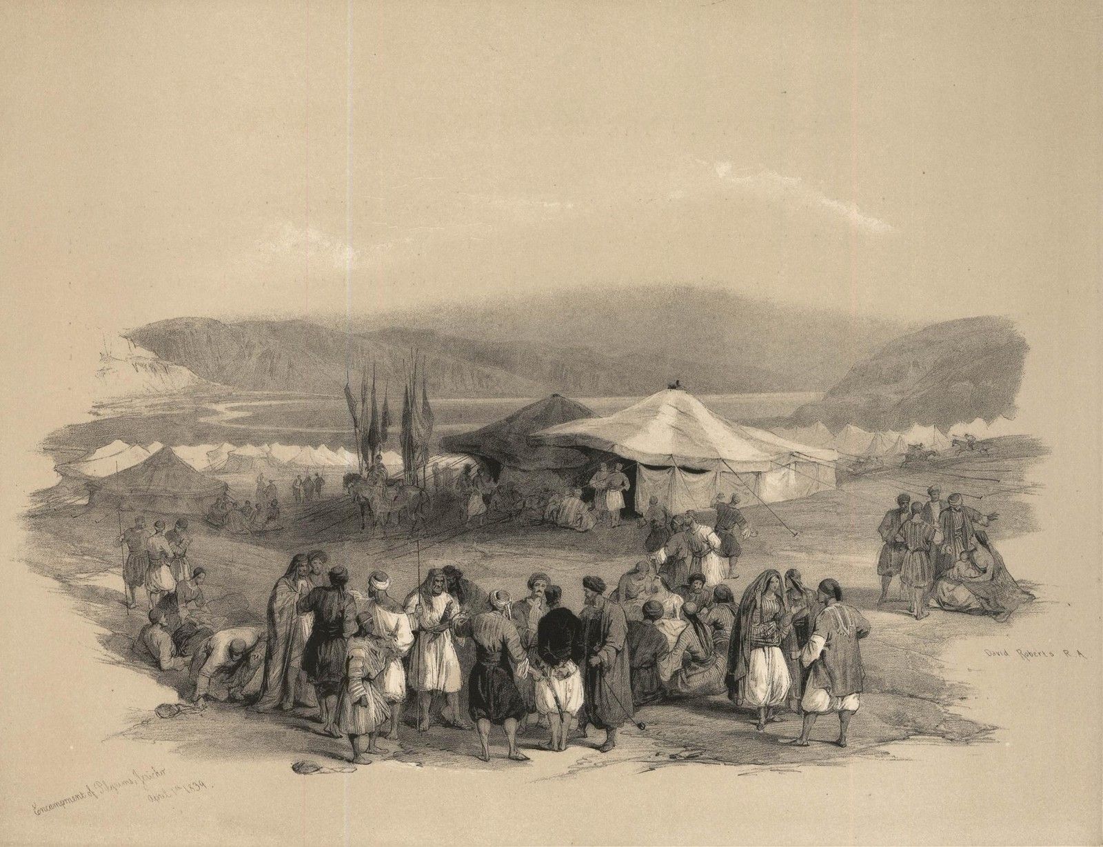 Louis Haghe After David Roberts Lithograph, Encampment Of The Pilgrims photo furniture