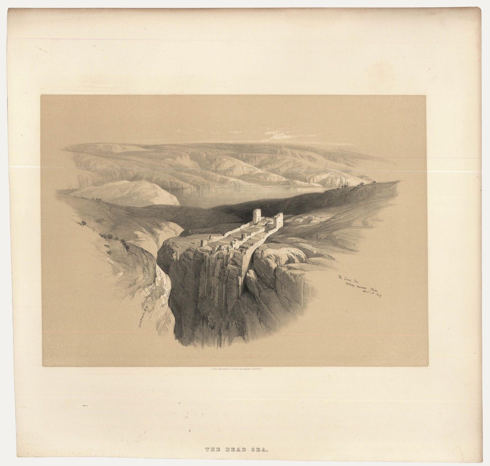Louis Haghe After David Roberts 19th Century Lithograph, The Dead Sea