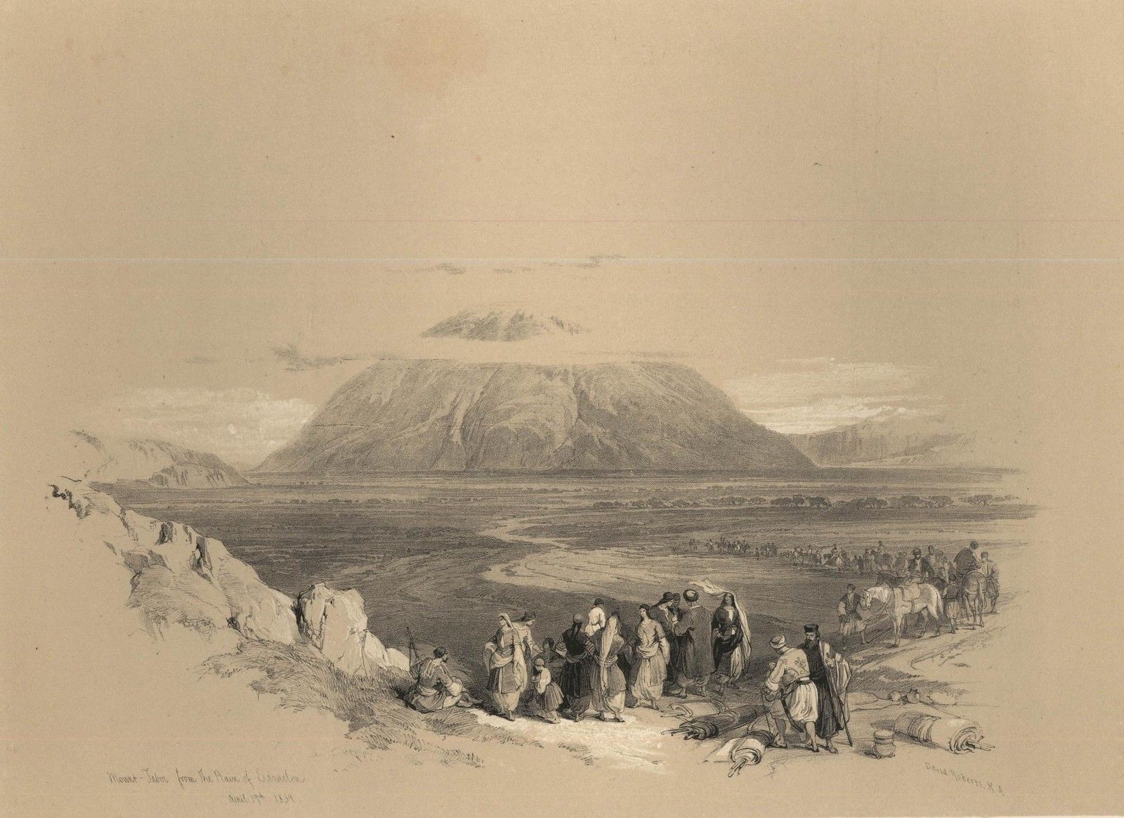 Louis Haghe After David Roberts 19th Century Lithograph, Mount Tabor photo furniture