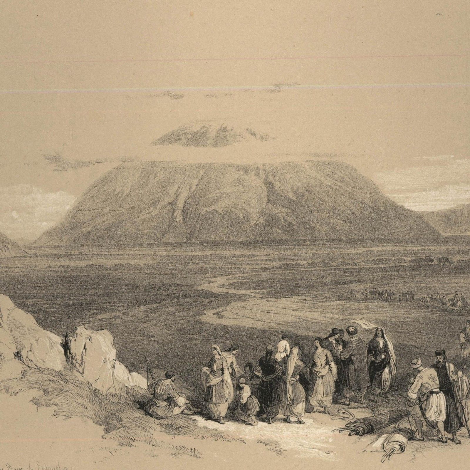 Louis Haghe After David Roberts 19th Century Lithograph, Mount Tabor photo Art