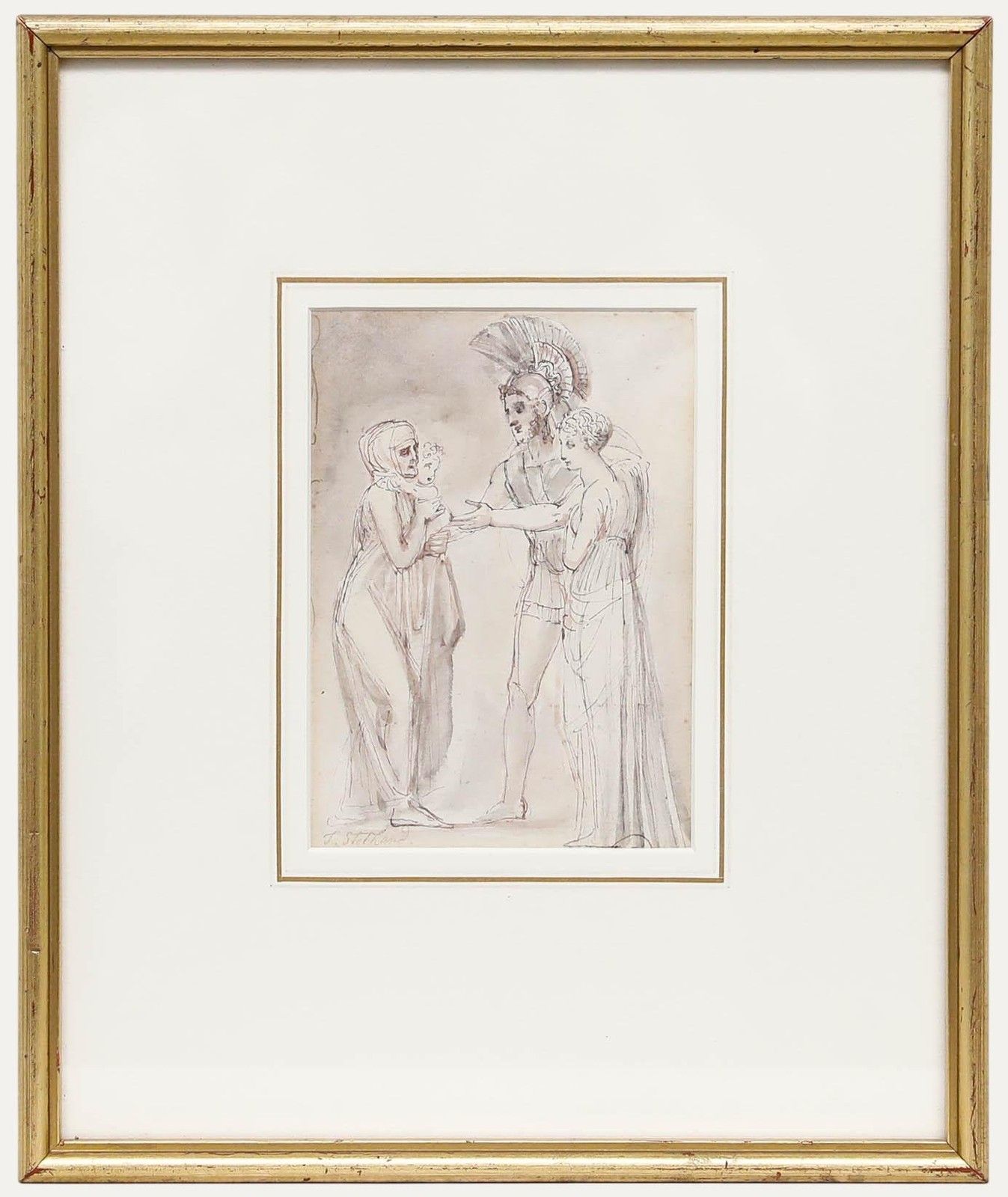 Thomas Stodhart (1755 1834) Watercolour, The Farewell Of Hector And Andromache