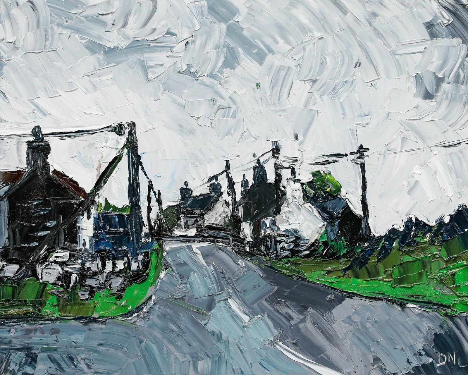 Daniel Nichols Contemporary Oil, Street Scene photo furniture