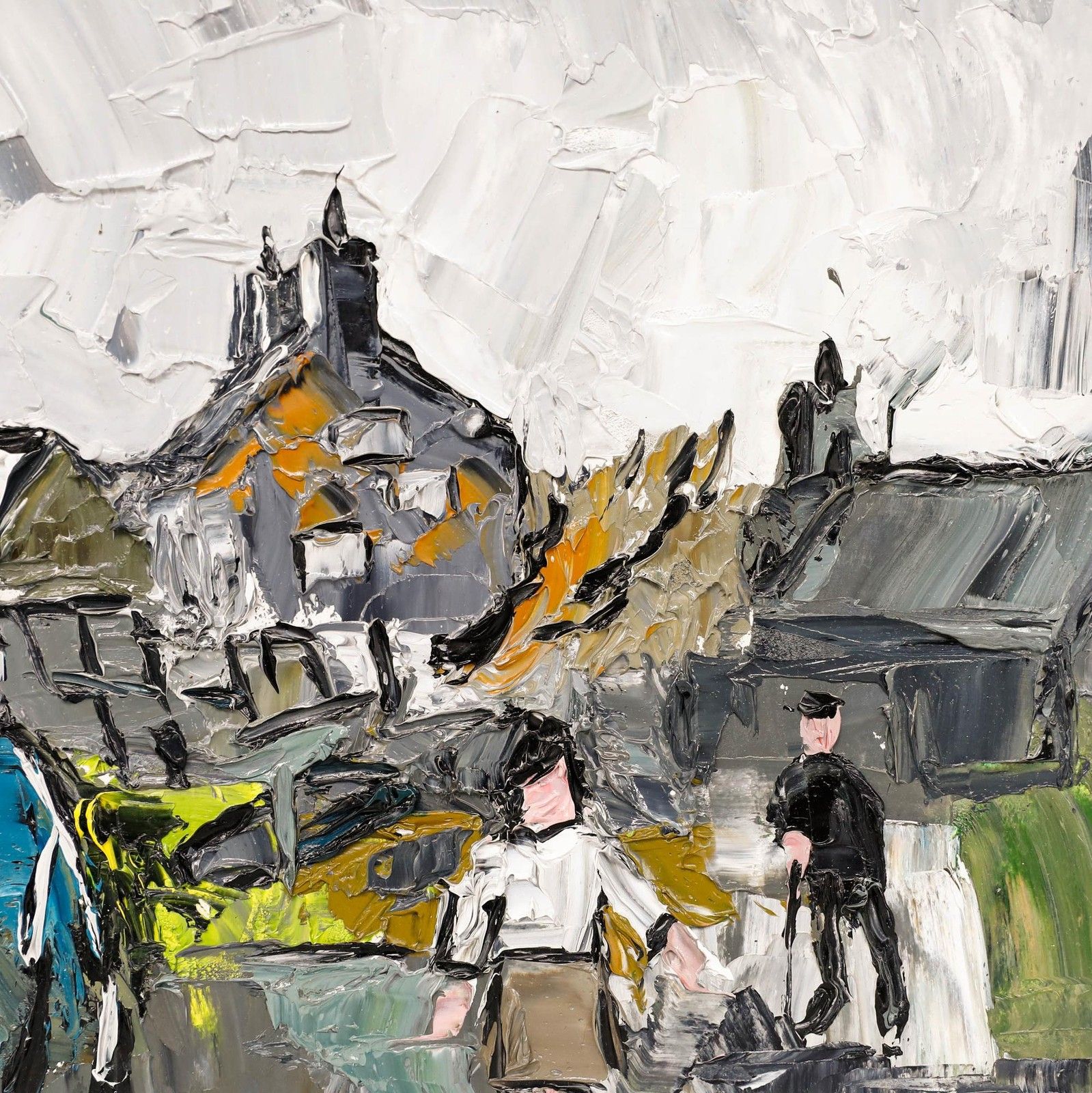 Daniel Nichols Contemporary Oil, In The Town photo for sale