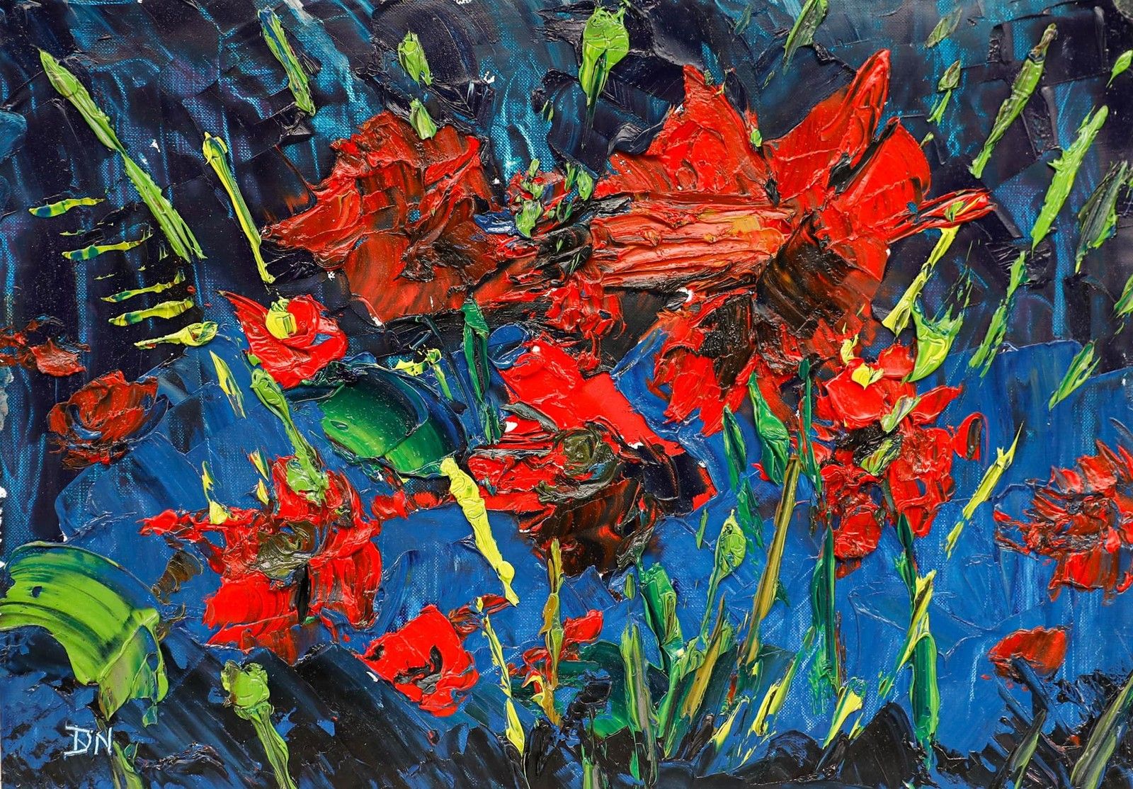 Daniel Nichols Contemporary Oil, Poppies photo furniture