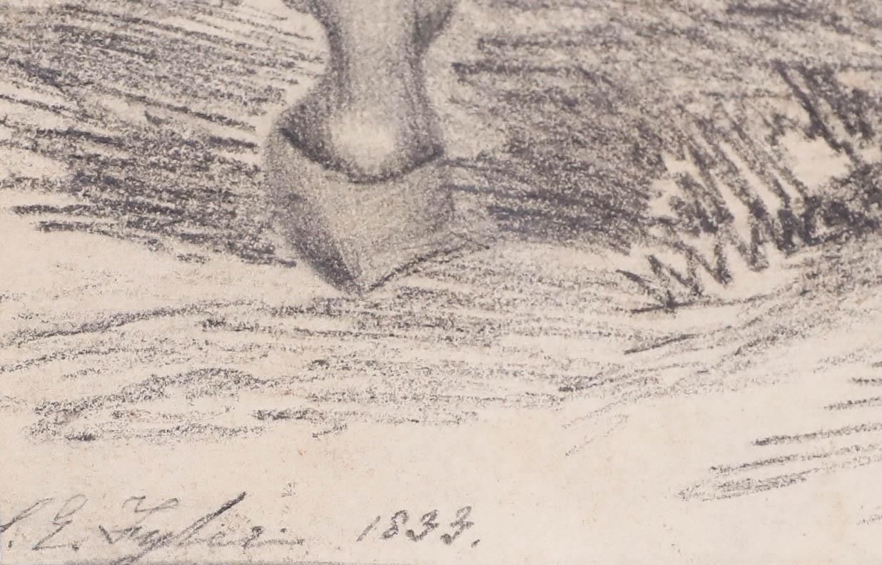 After Carle Vernet (1758 1836) 1833 Graphite Drawing, Wild Horse photo vinterior
