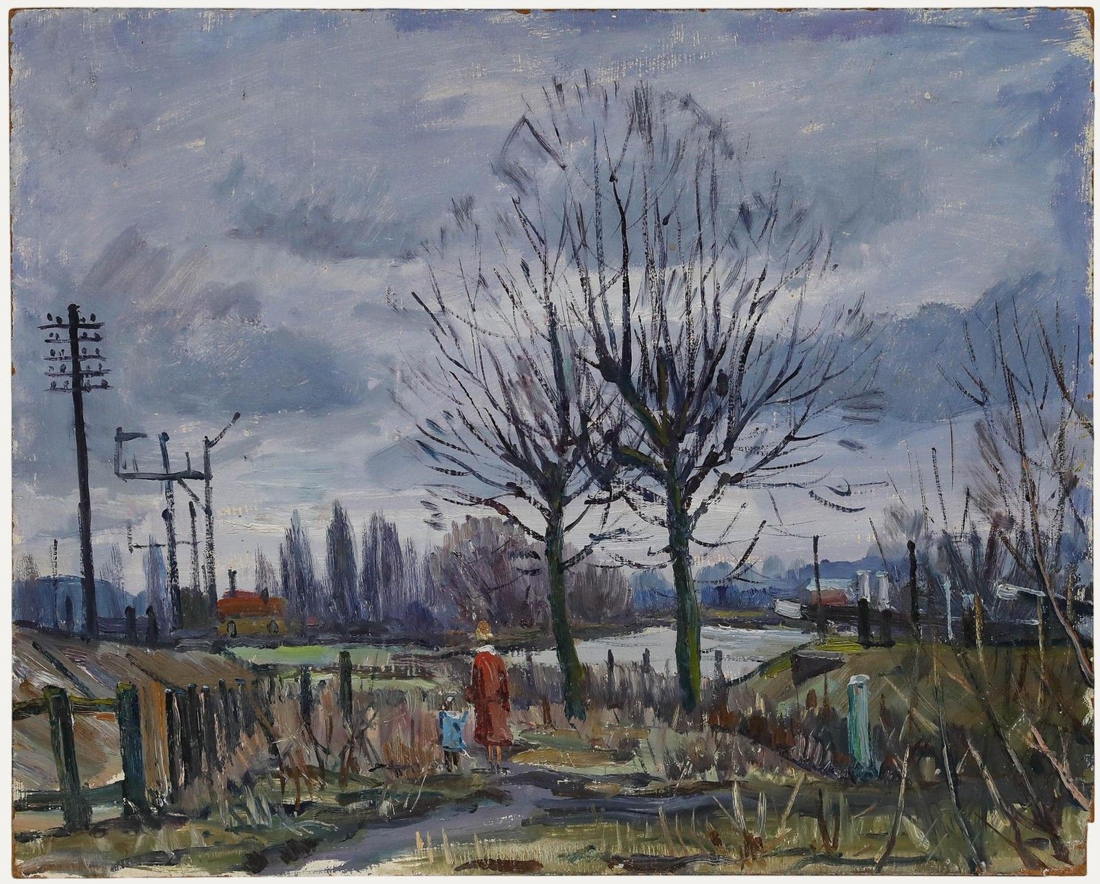 Derek Arthur Ede (1922 1983) Mid 20th Century Oil, A Winter Walk