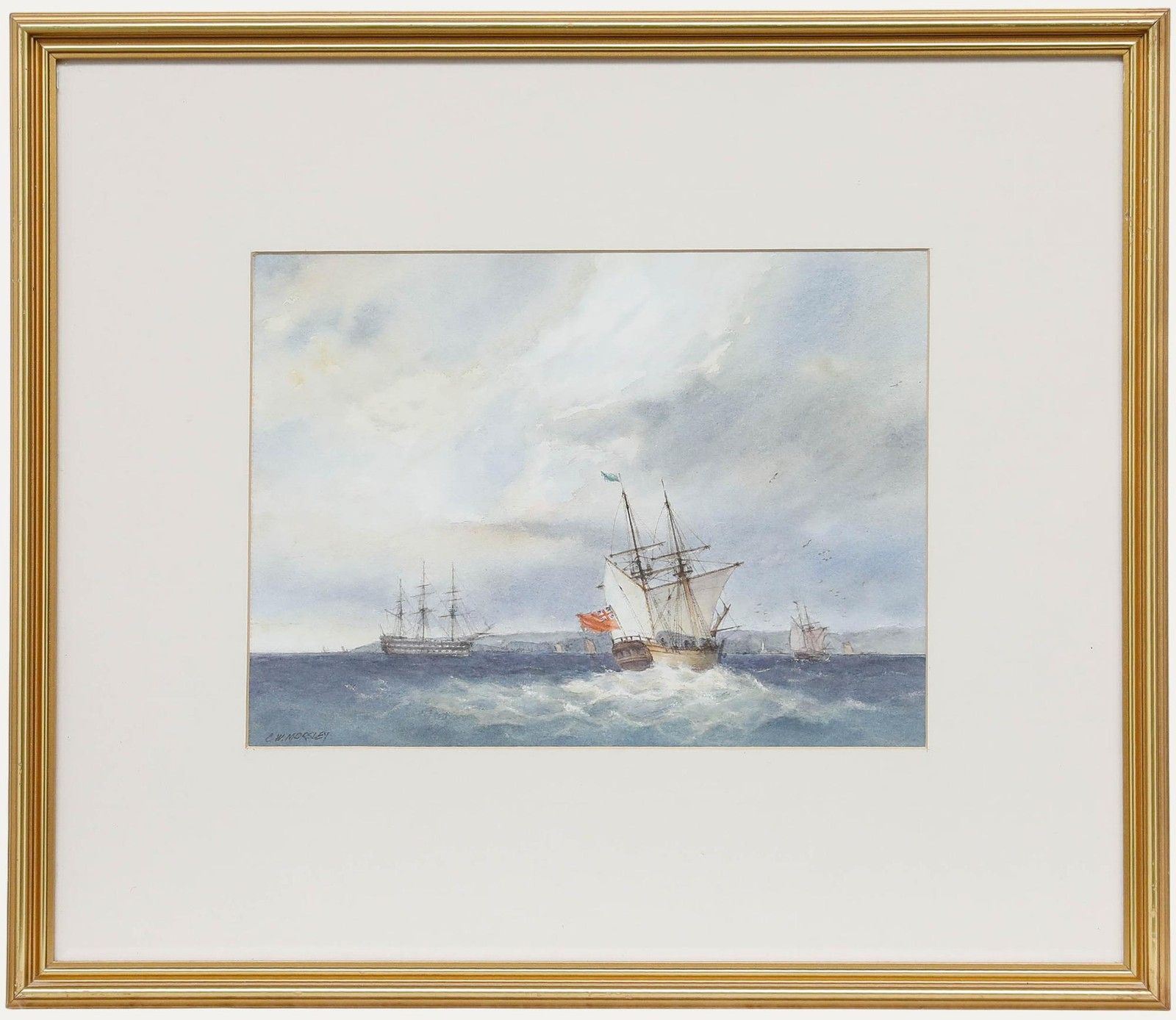 C. W. Morsley Framed 20th Century Watercolour, Early Brig Off North East Coast