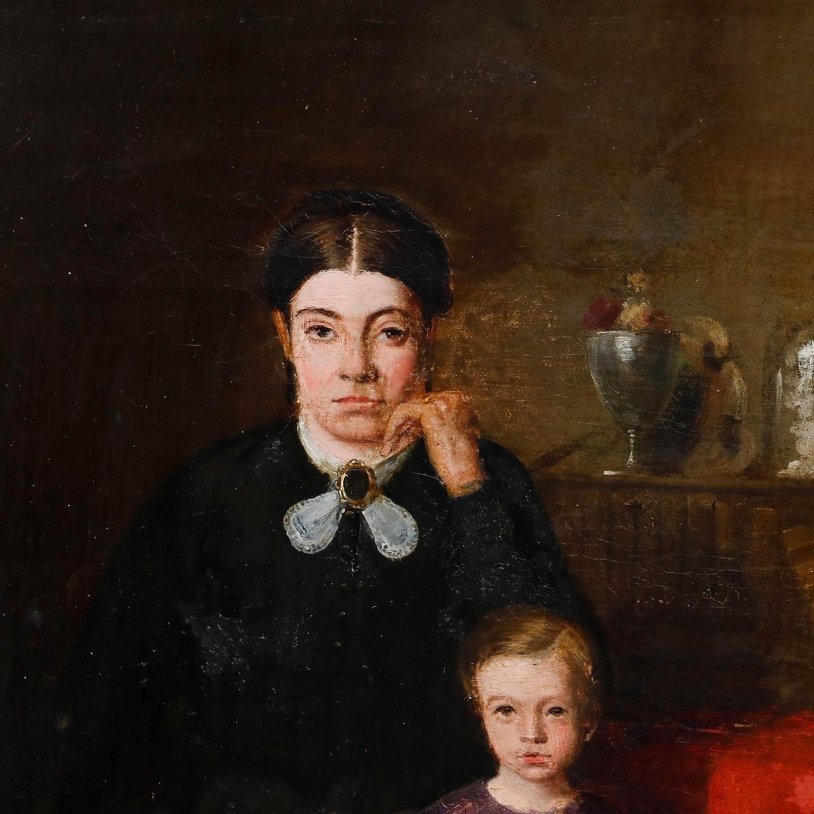 1870 Oil Victorian Family Portrait photo Art