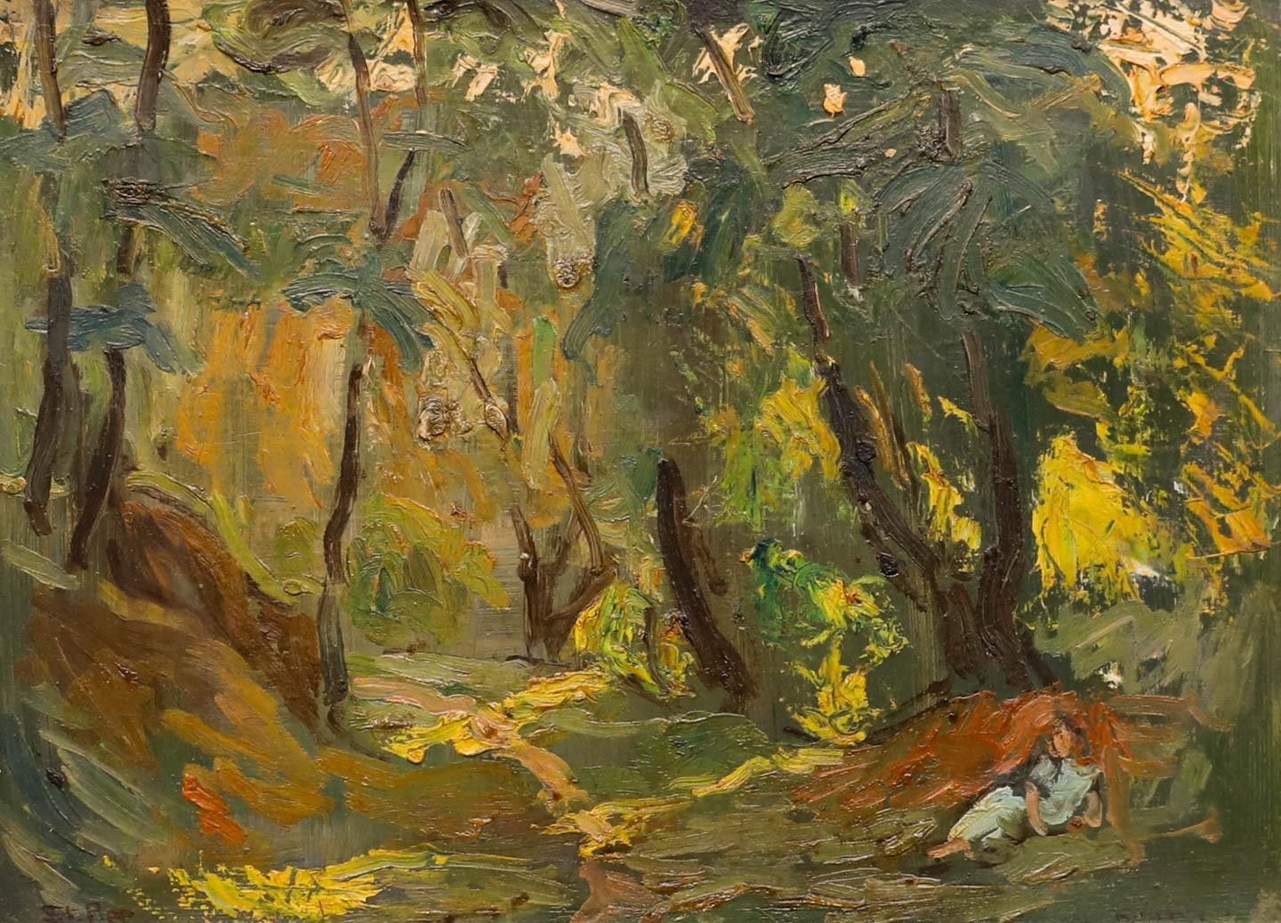 Stanisław Appenzeller (1901 1980) Framed Oil, Lover In The Woods photo furniture