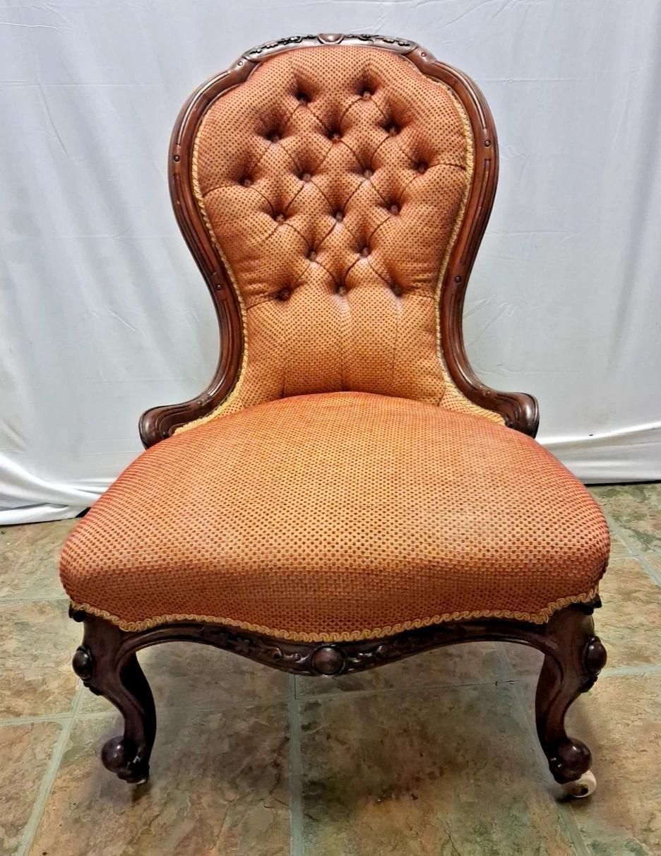 Antique Nursing Parlour Bedroom Chair Nice Clean Upholstery With New Casters