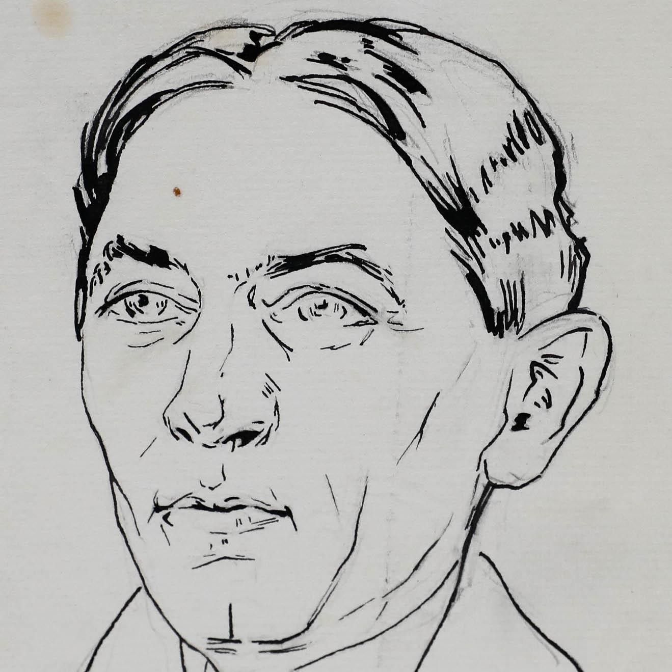 Belgian School Early 20th Century Pen And Ink Drawing A Man From Ohio photo for sale