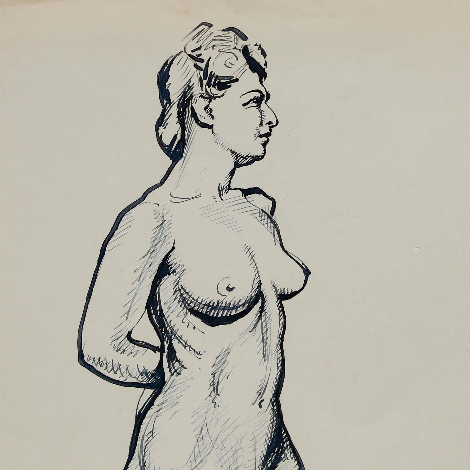 William Greengrass (1896 1970) Mid 20th Century Ink Drawing, Standing Nude photo Art
