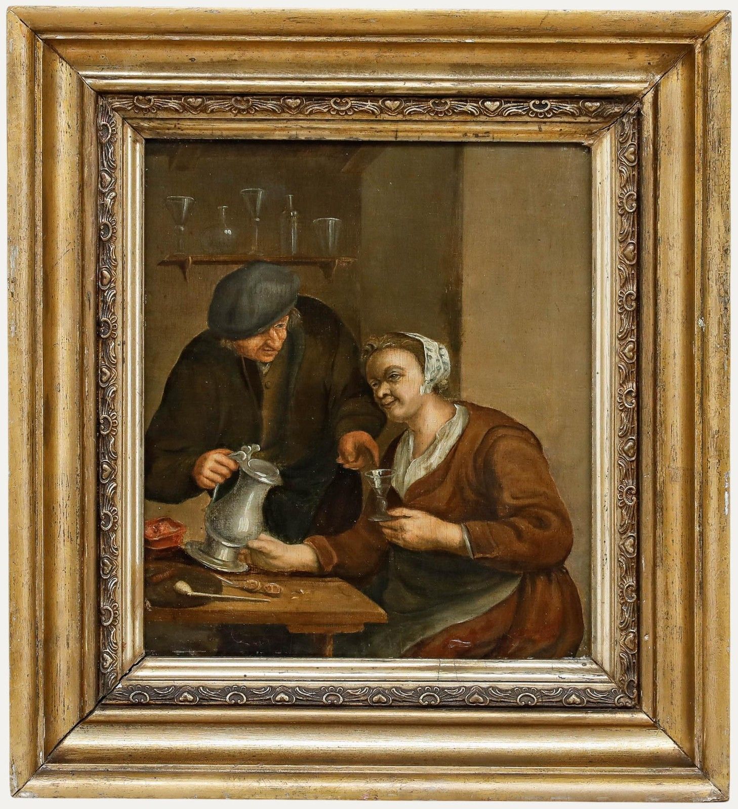 Dutch School 19th Century Oil Couple At The Table