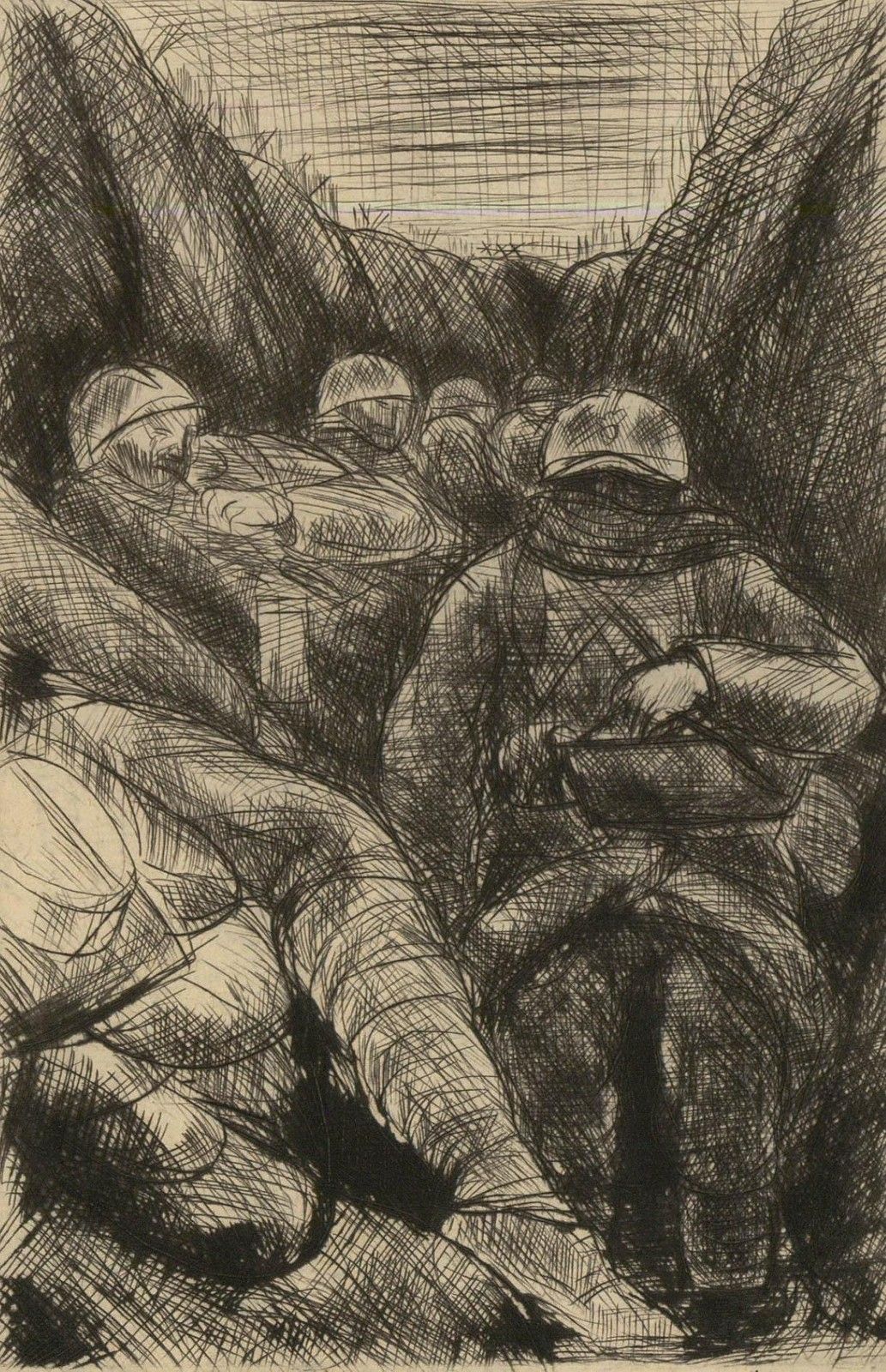 Andre Dunoyer De Segonzac (1884 1974) 1916 Etching, In The Trenches photo furniture