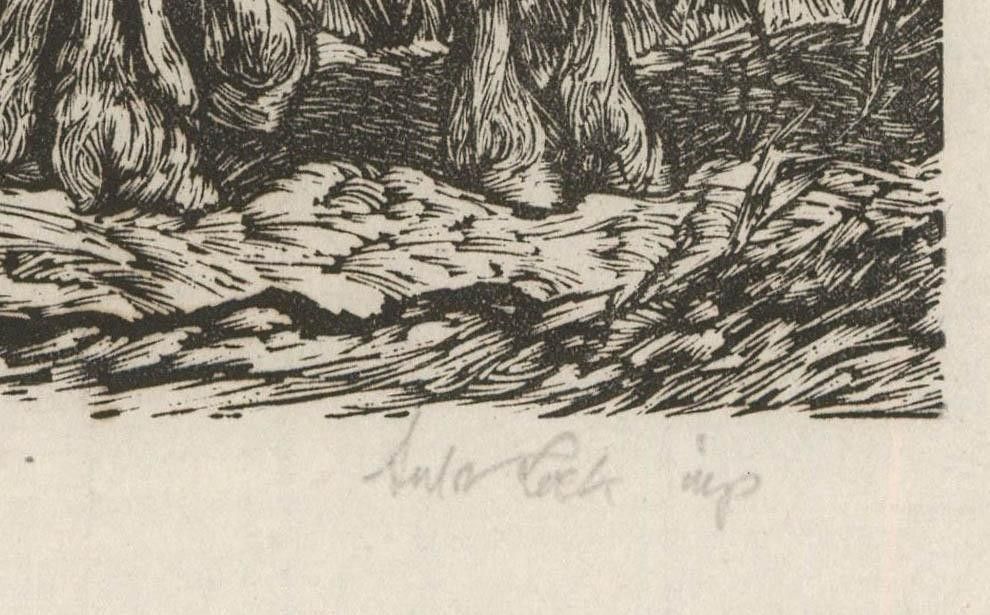 Anton Lock (1893 1971) Early 20th Century Woodcut, Two Horses photo Art