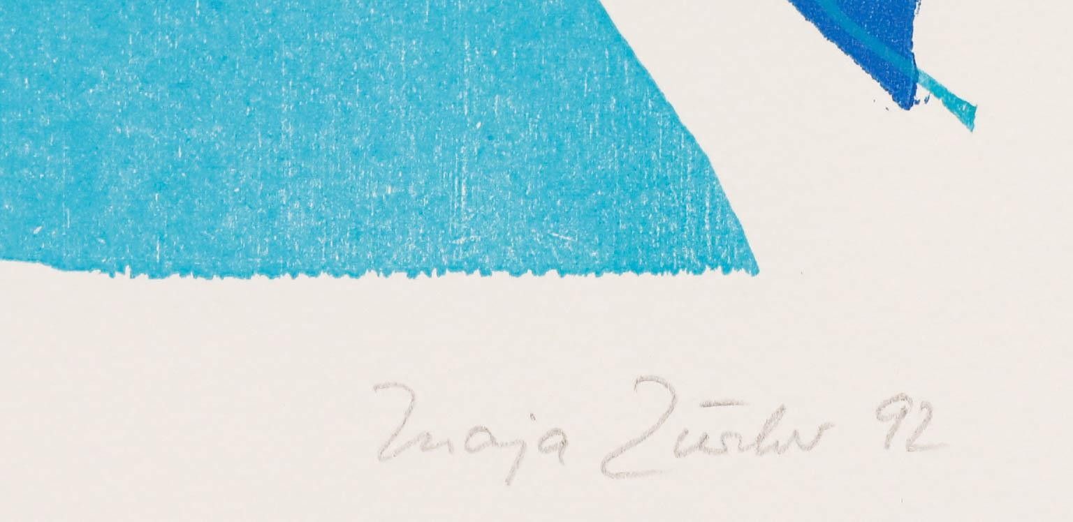 Maja Zürcher (1945 1997) Framed Contemporary Woodcut, Sinuous River photo vinterior
