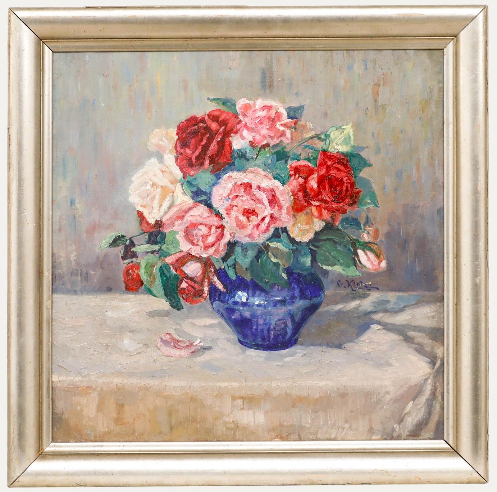 G. Klott Early 20th Century Oil, Bouquet Of Roses