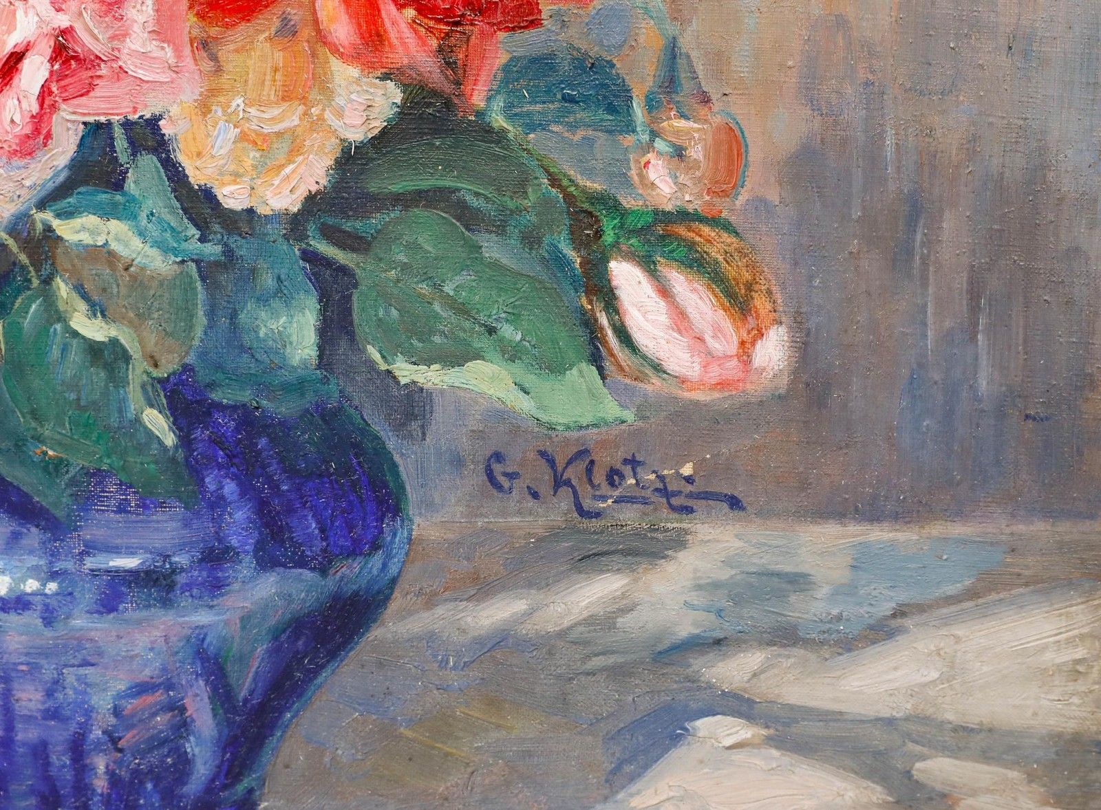 G. Klott Early 20th Century Oil, Bouquet Of Roses photo vinterior