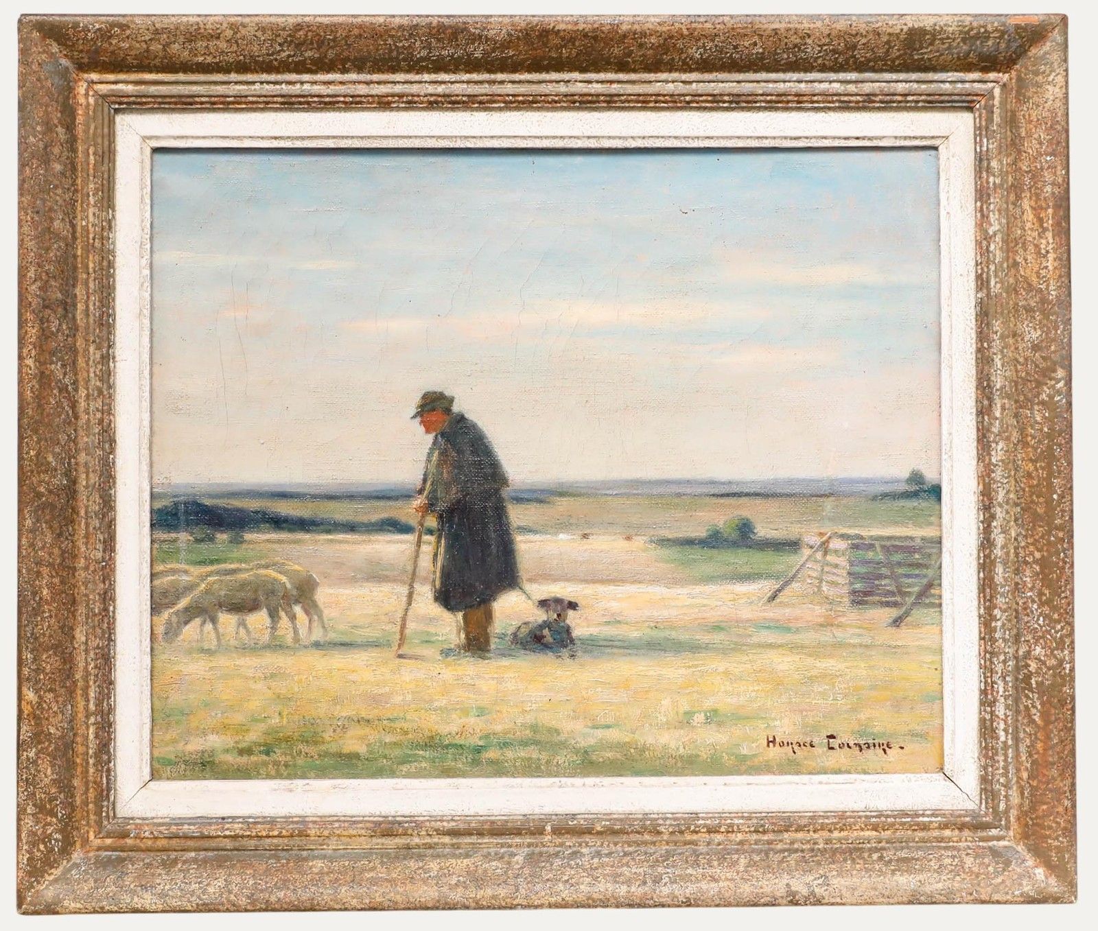 Horace Raoul Colmaire (1875 1965) Early 20th Century Oil, Shepherd And His Dog
