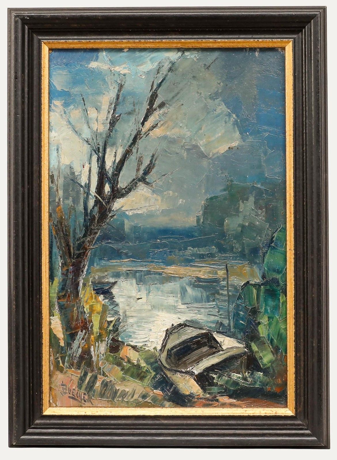Framed Mid 20th Century Oil Banks Of The Loire