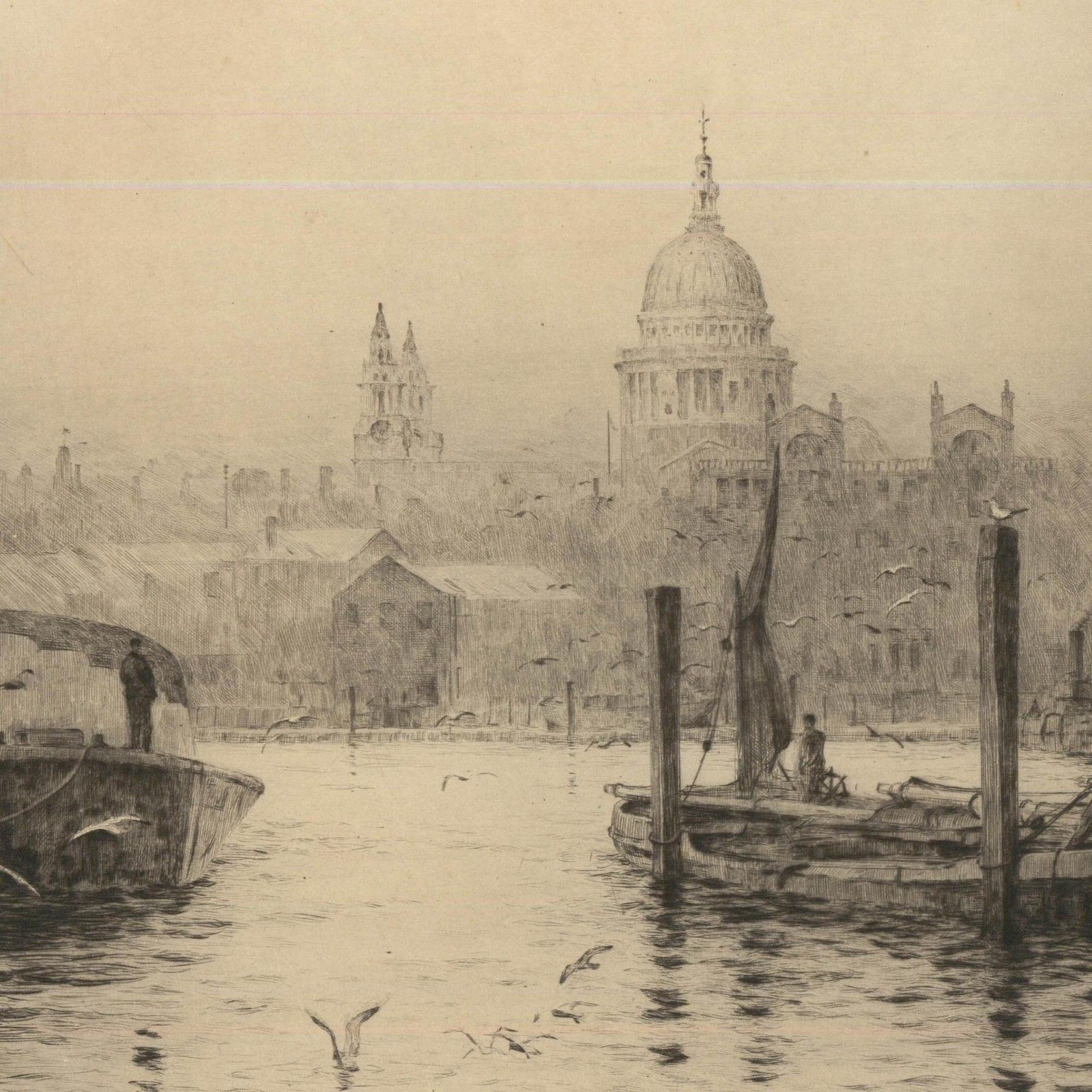 Rowland Langmaid Ra (1897 1956) 1929 Etching, St Paul's From The River photo for sale
