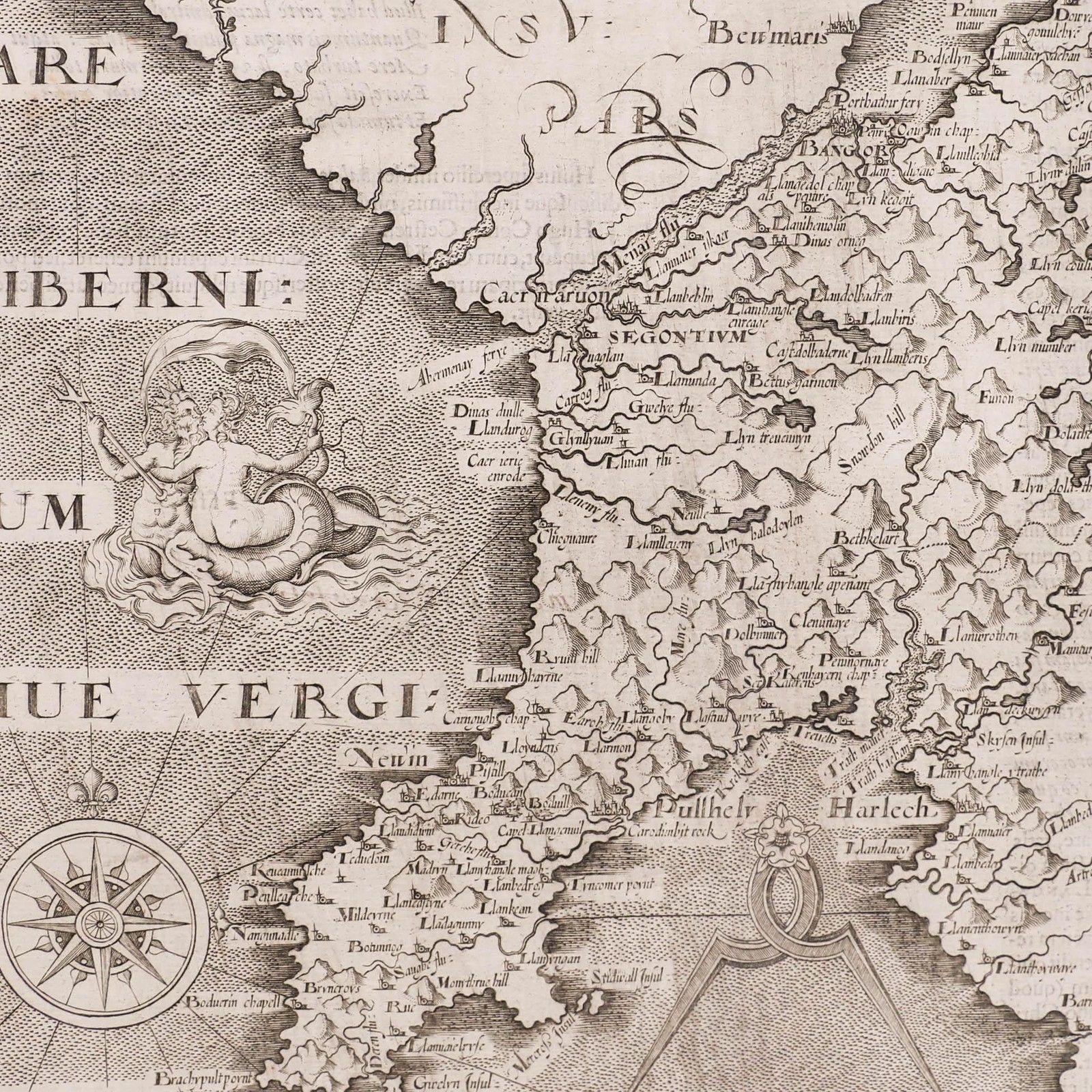After William Hole 18th Century Engraving, Map Of Caernarvonshire, Wales photo Art