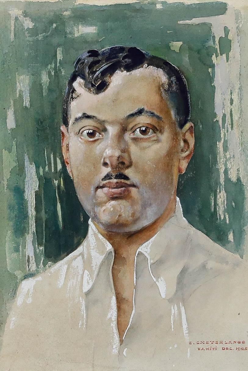 Elie Cheverlange 1925 Watercolour, Portrait Of A Tahitian Gentleman photo furniture