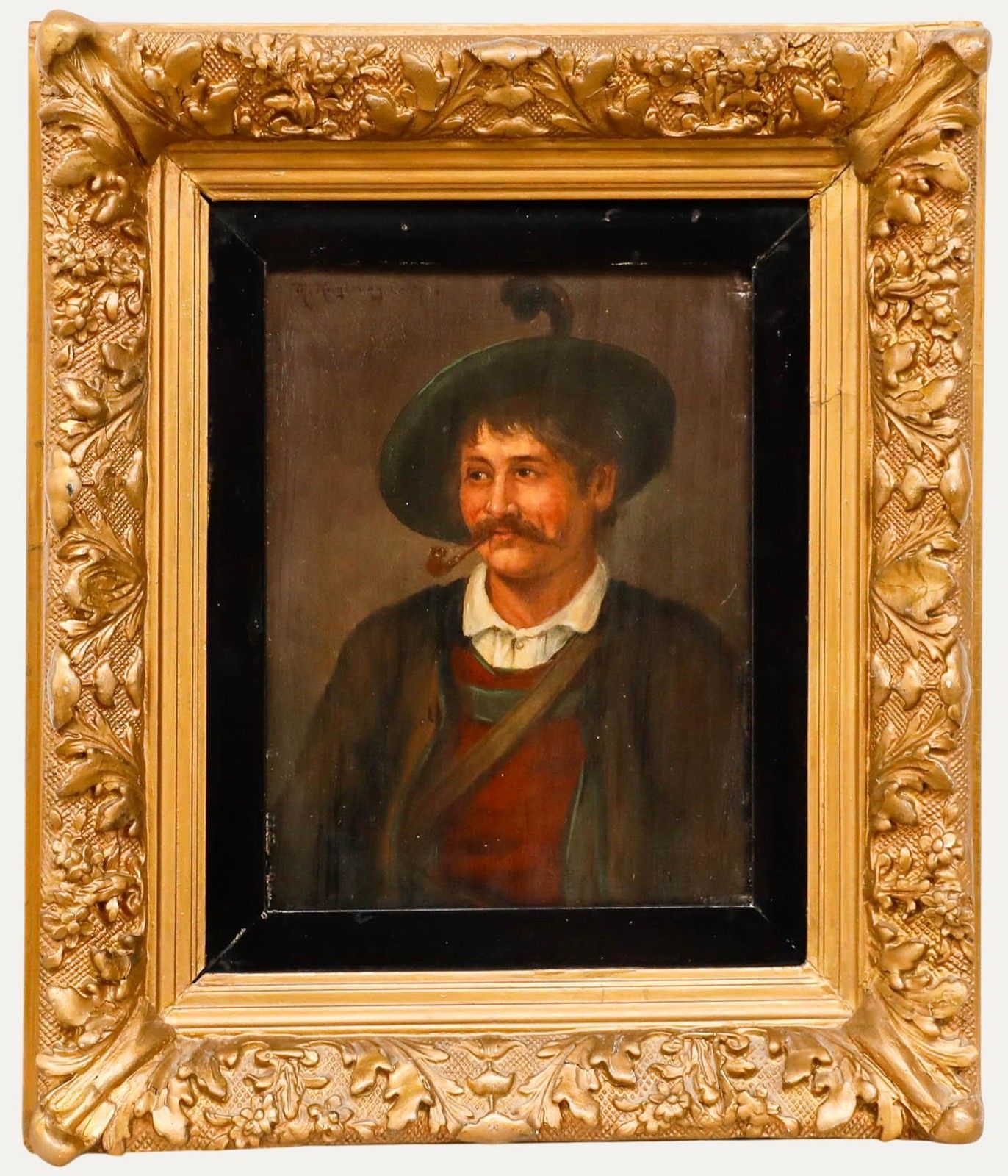 Max Kuglmayr (1863 C.1930) 1907 Oil, Portrait Of A Man Smoking A Pipe