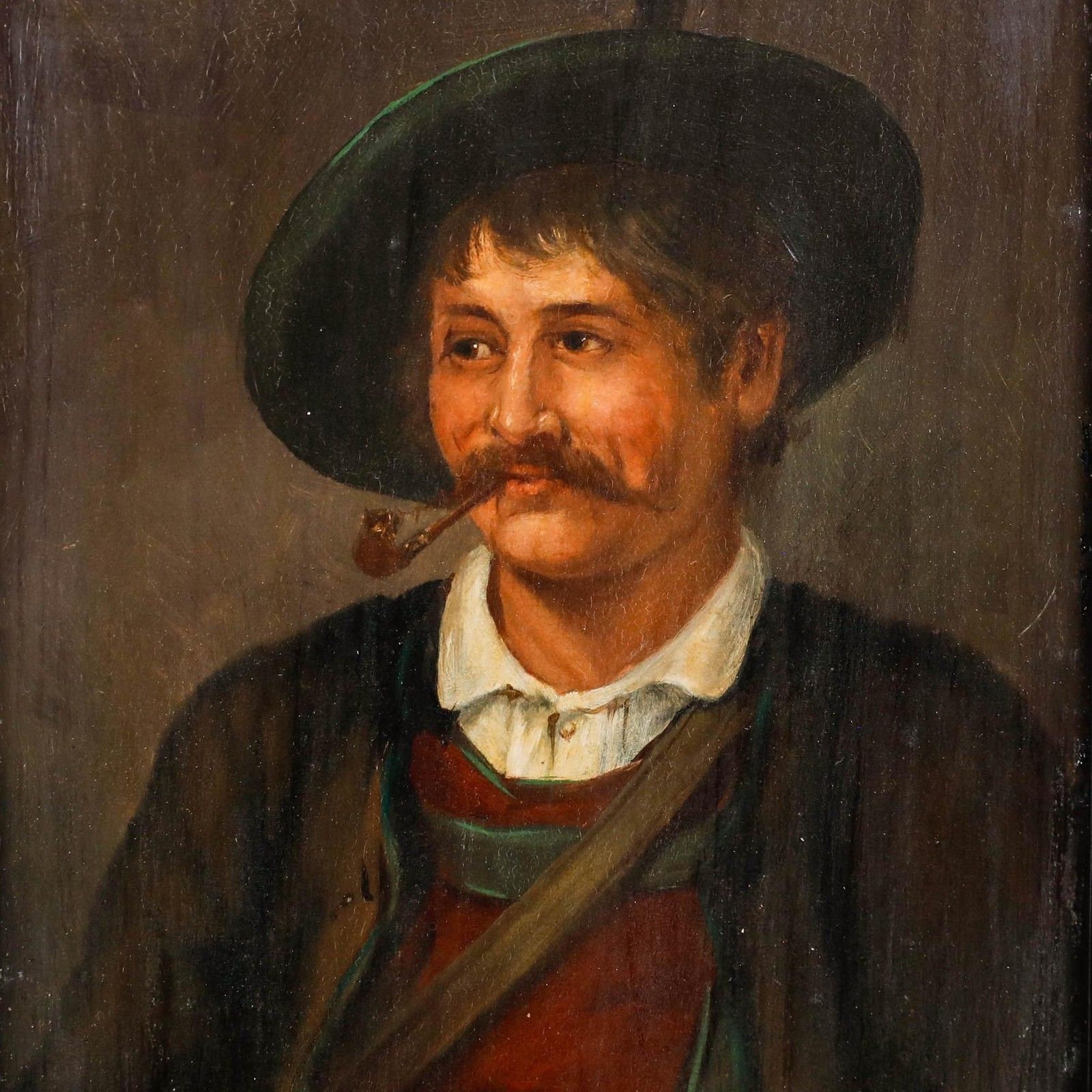 Max Kuglmayr (1863 C.1930) 1907 Oil, Portrait Of A Man Smoking A Pipe photo Art