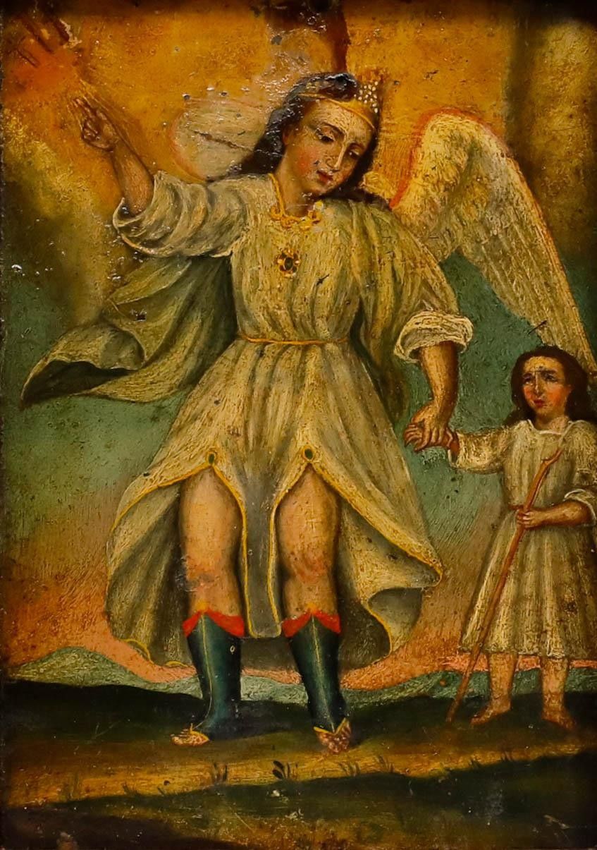 19th Century Oil Tobias And The Angel photo furniture