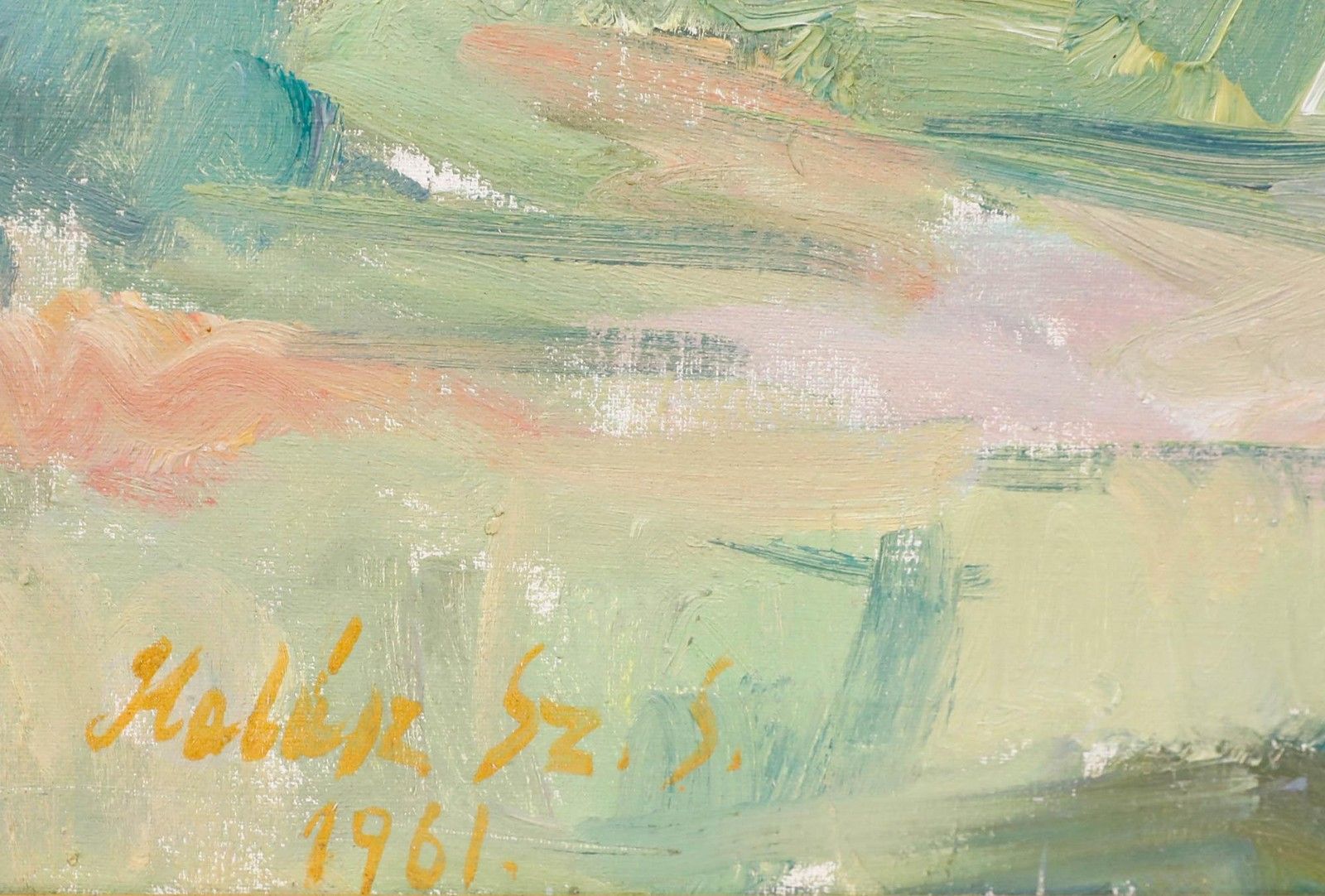 Szabò Sándor Halasz (1920 1996) Framed Mid 20th Century Oil, Flusspartie photo buy