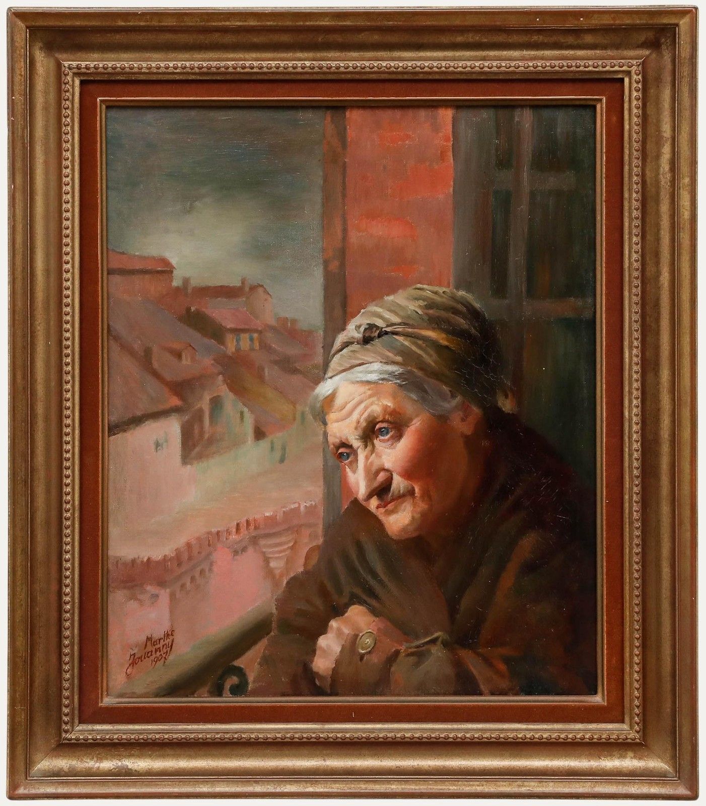 Marthe Jouanny Framed 1907 Oil, Woman By A Window