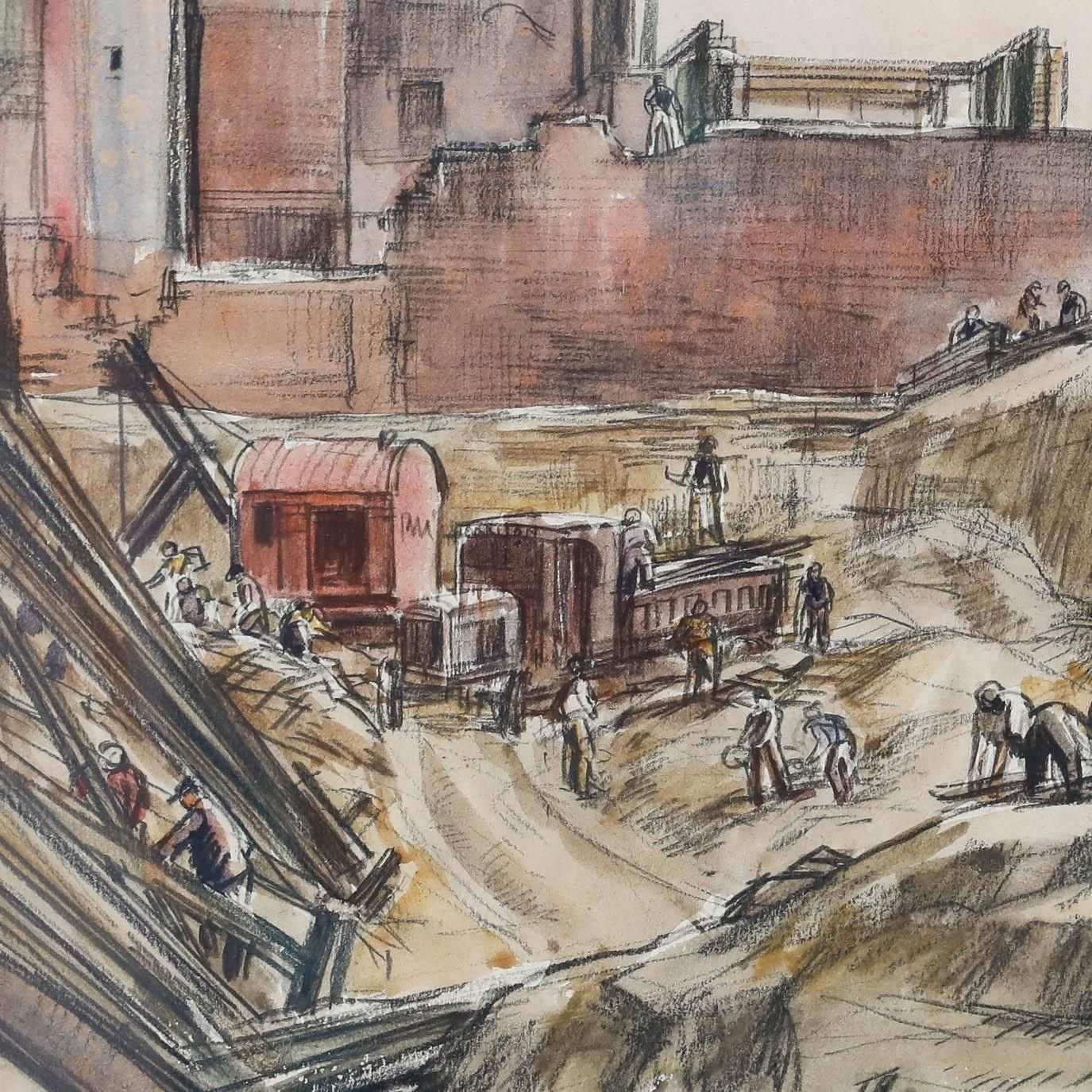 Joseph Mcculloch (1893 1961) Graphite Drawing, Site Of The Building Society photo Art