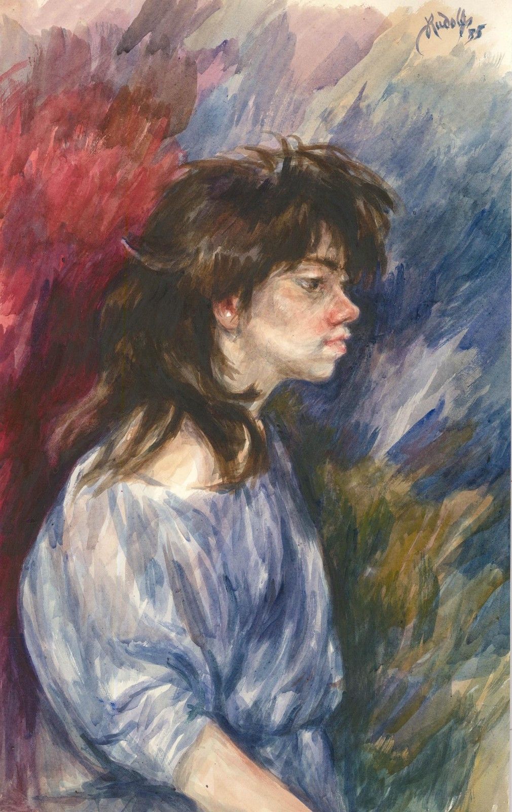 Francis Rudolph (1921 2005) 20th Century Watercolour, Eighties Girl photo furniture