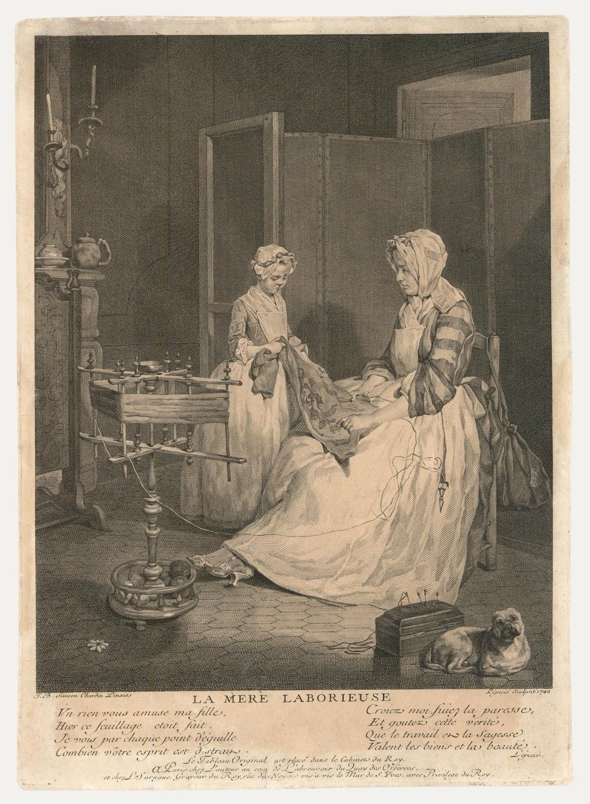 Lepicie (1698 1755) After Chardin (1699 1779) Engraving, La Mere Laborieuse