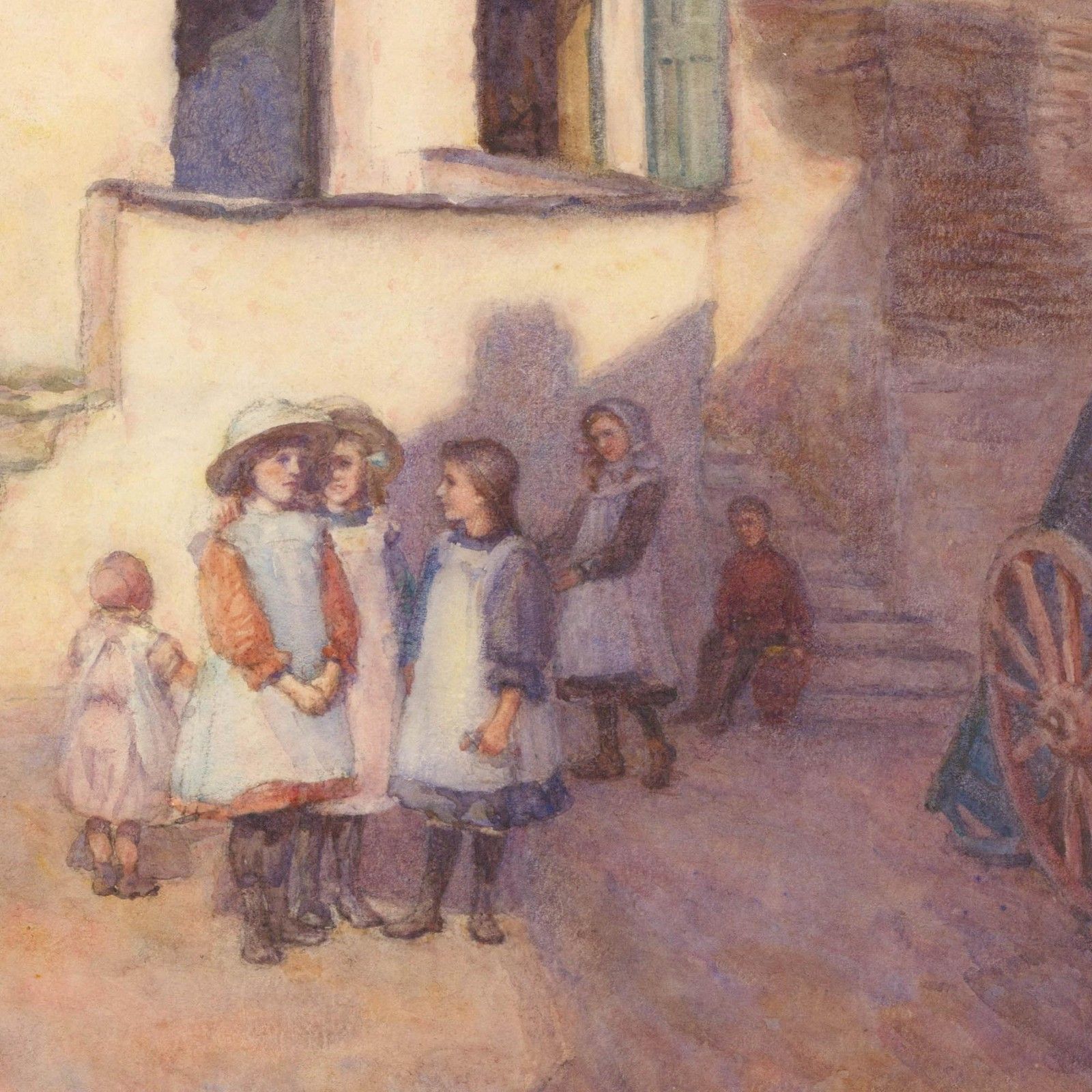 F. L. Bradbury 20th Century Watercolour, The Village Children photo for sale
