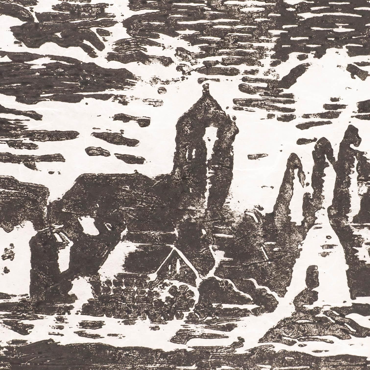 M. Karstens 20th Century Woodcut, German Townscape photo Art