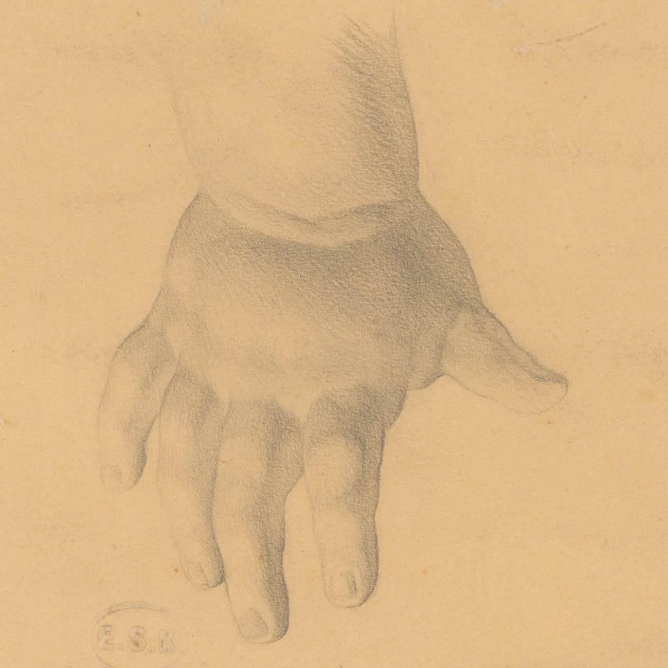 Edward Ridley (1883 1946) Graphite Drawing, Study Of An Infant's Hand II photo for sale