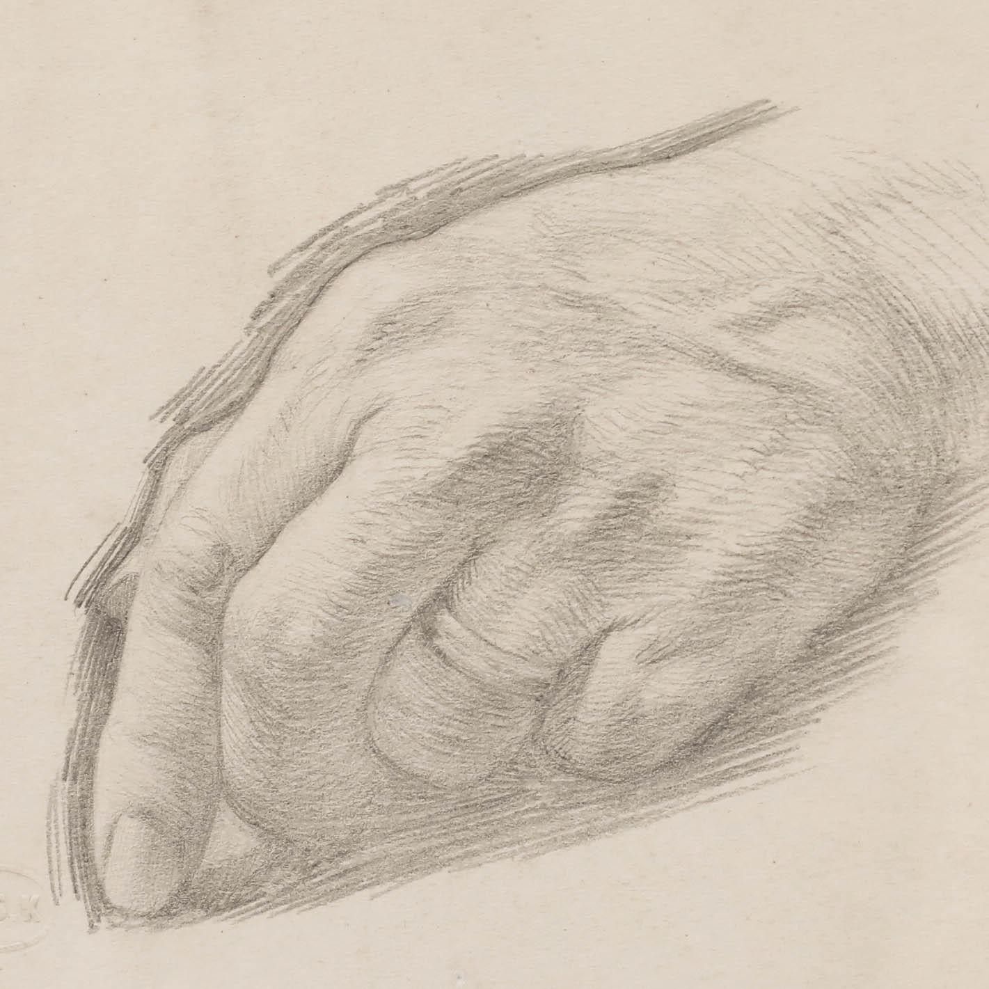 Edward Ridley (1883 1946) Early 20th Century Graphite Drawing, Study Of A Hand photo Art