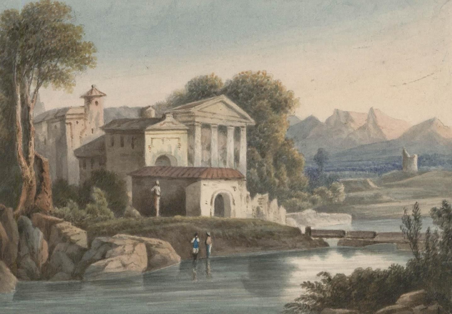 Thomas Remnant Charleton (1756 1849) Watercolour, In The Campagna Of Rome photo furniture