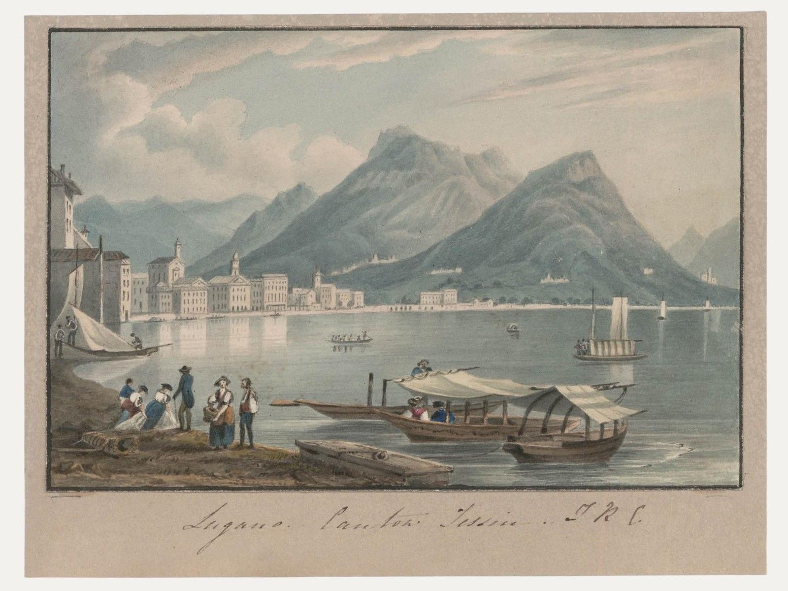 Thomas Remnant Charleton (1756 1849) Watercolour, Lake Lugano